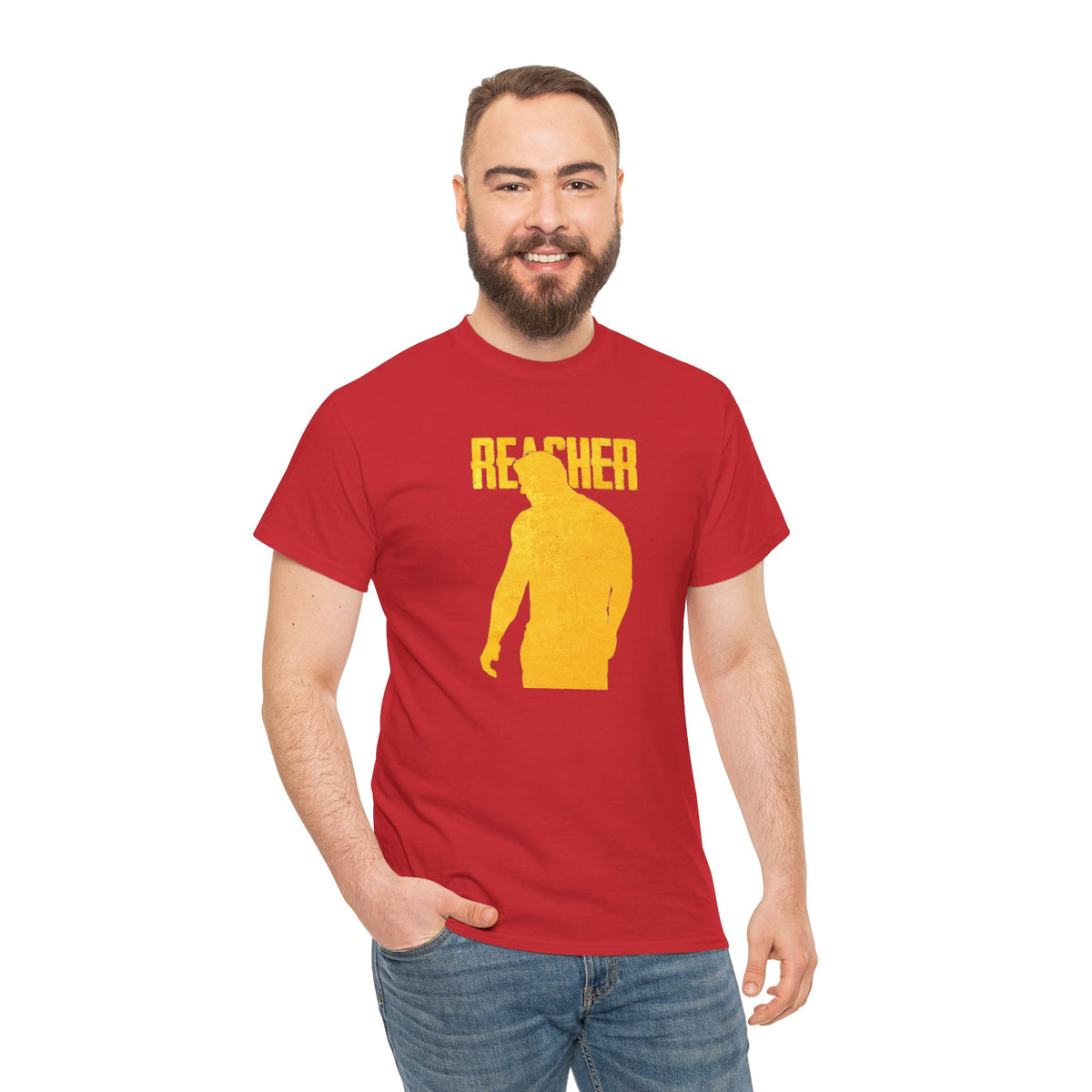 Reacher Silhouette Tee – Bold Yellow Graphic Shirt