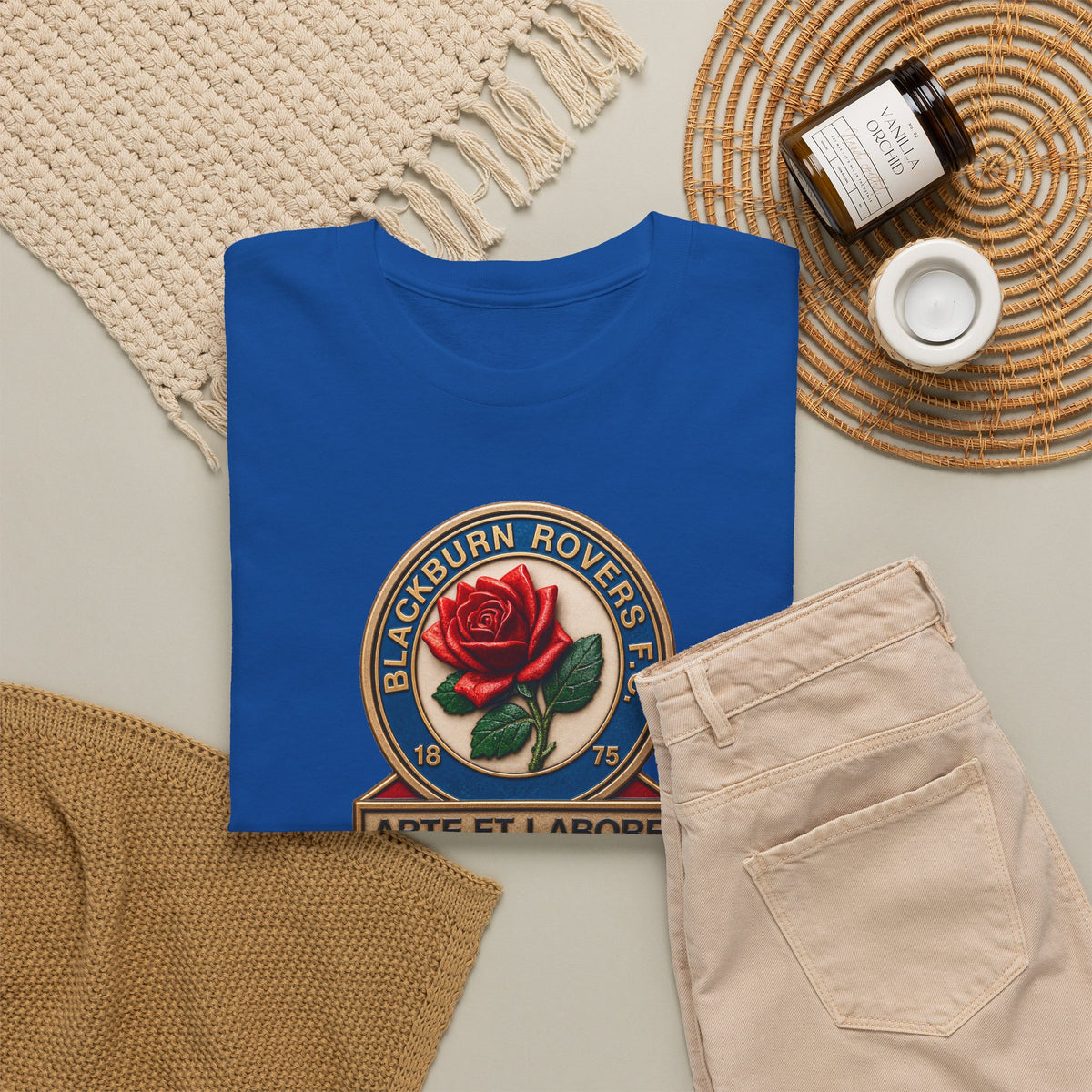 Blackburn Rovers Crest Tee — 'Arte et Labore' Vintage Badge T‑Shirt