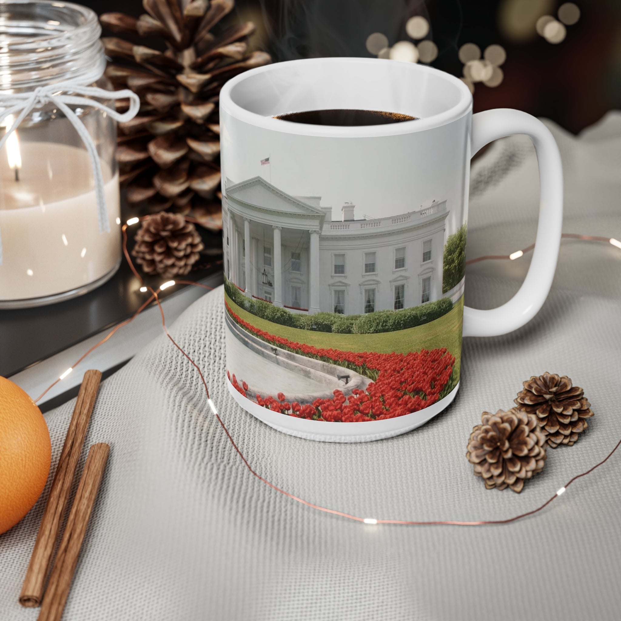 White House Garden Scenic Ceramic Coffee Mug — 11oz & 15oz