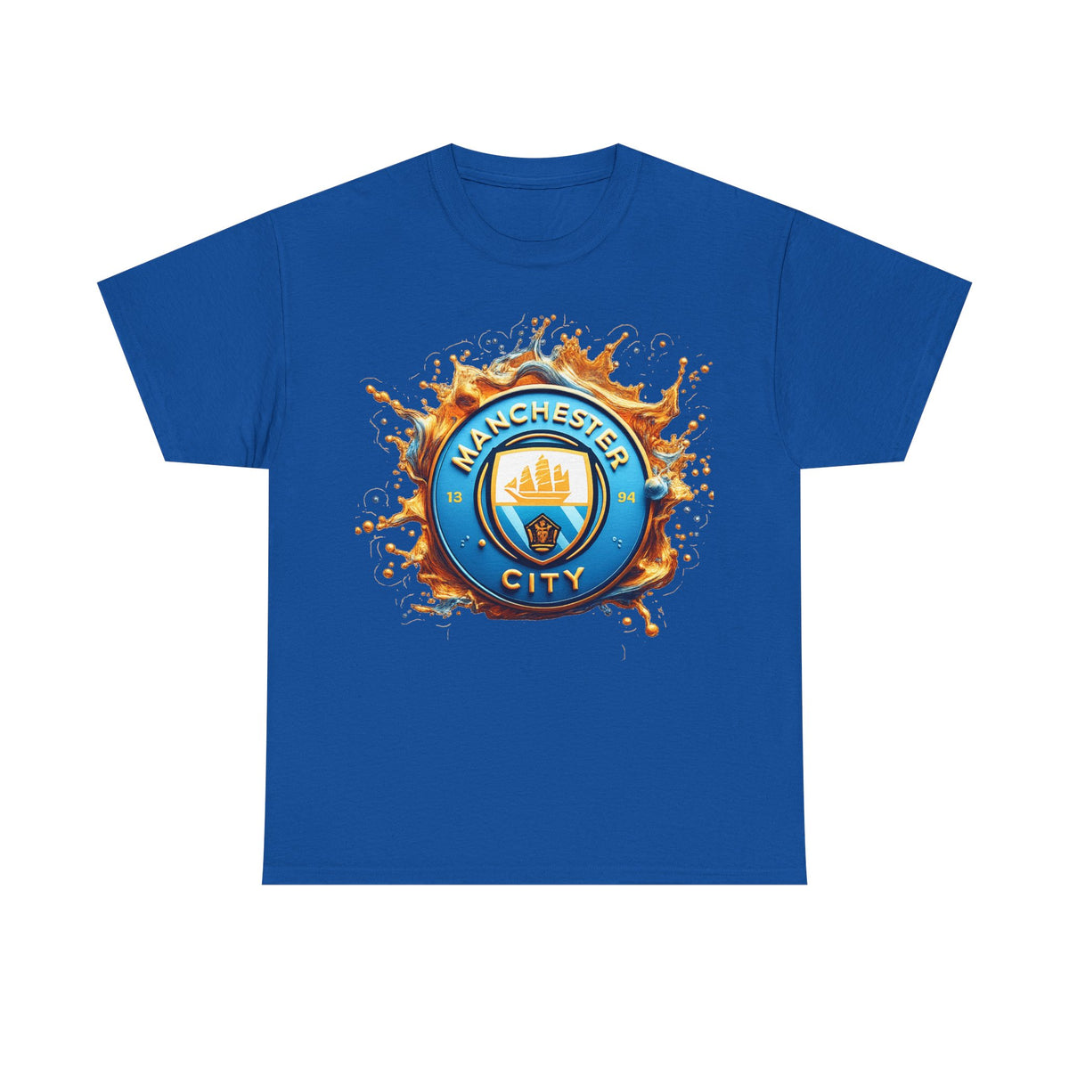 Manchester City Inspired Splash Logo Cotton T-Shirt