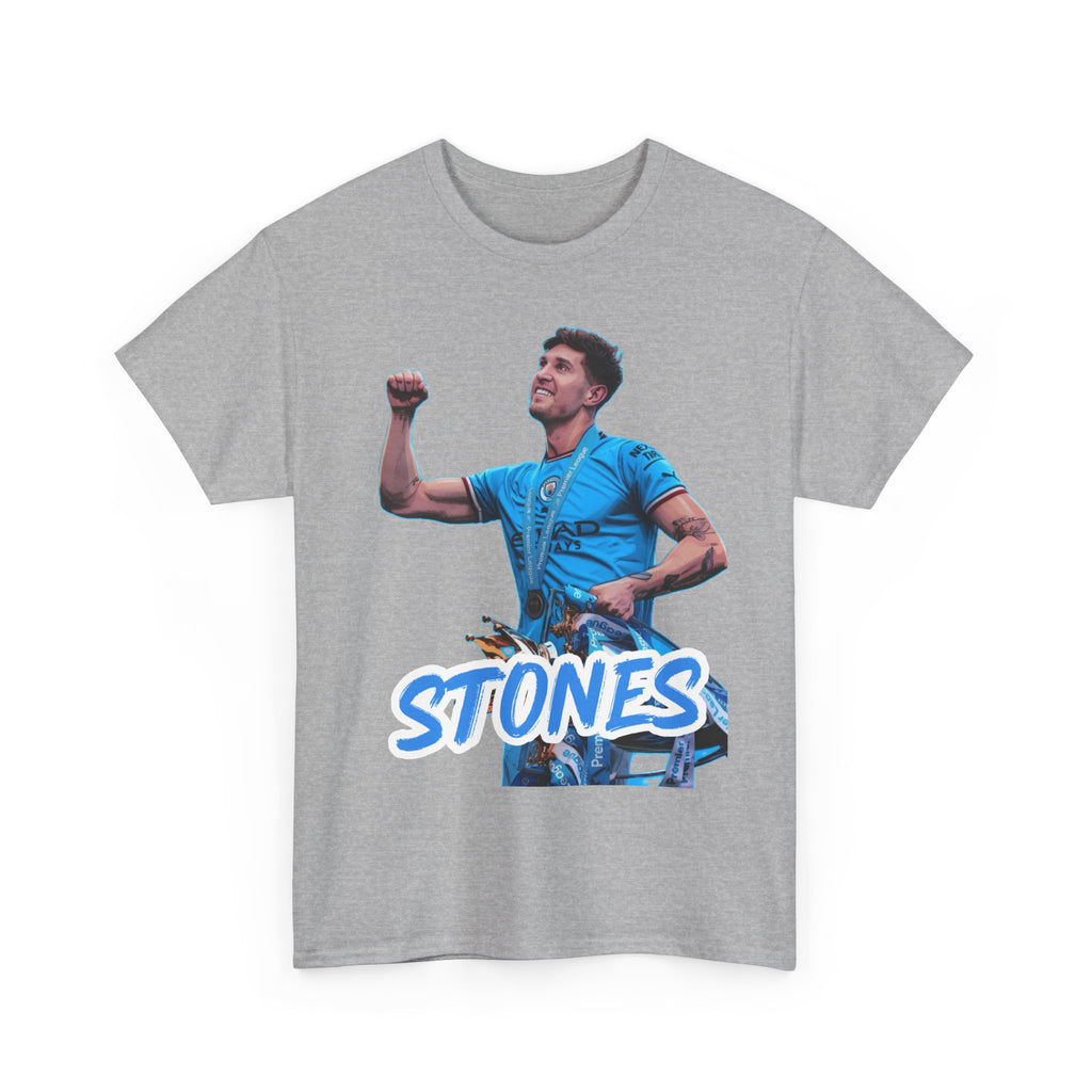 John Stones Manchester City Soccer Fan Tee — Blue Player Graphic T-Shirt
