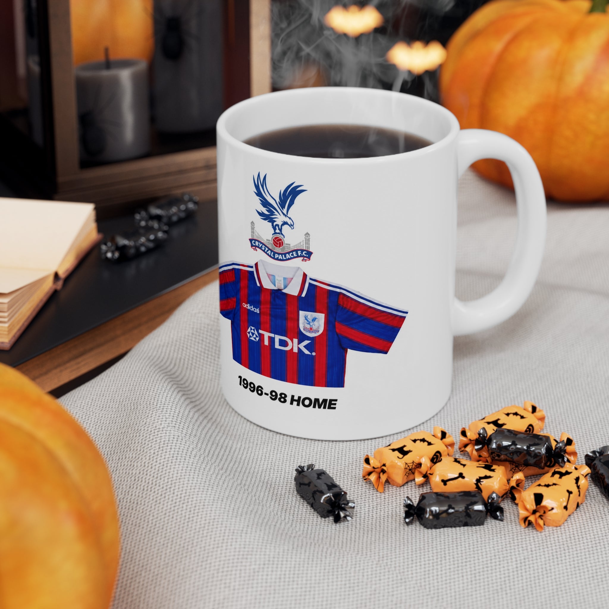 Crystal Palace Retro Football Shirt Mug — 1996-98 Home Jersey Ceramic Coffee Cup (11oz/15oz)
