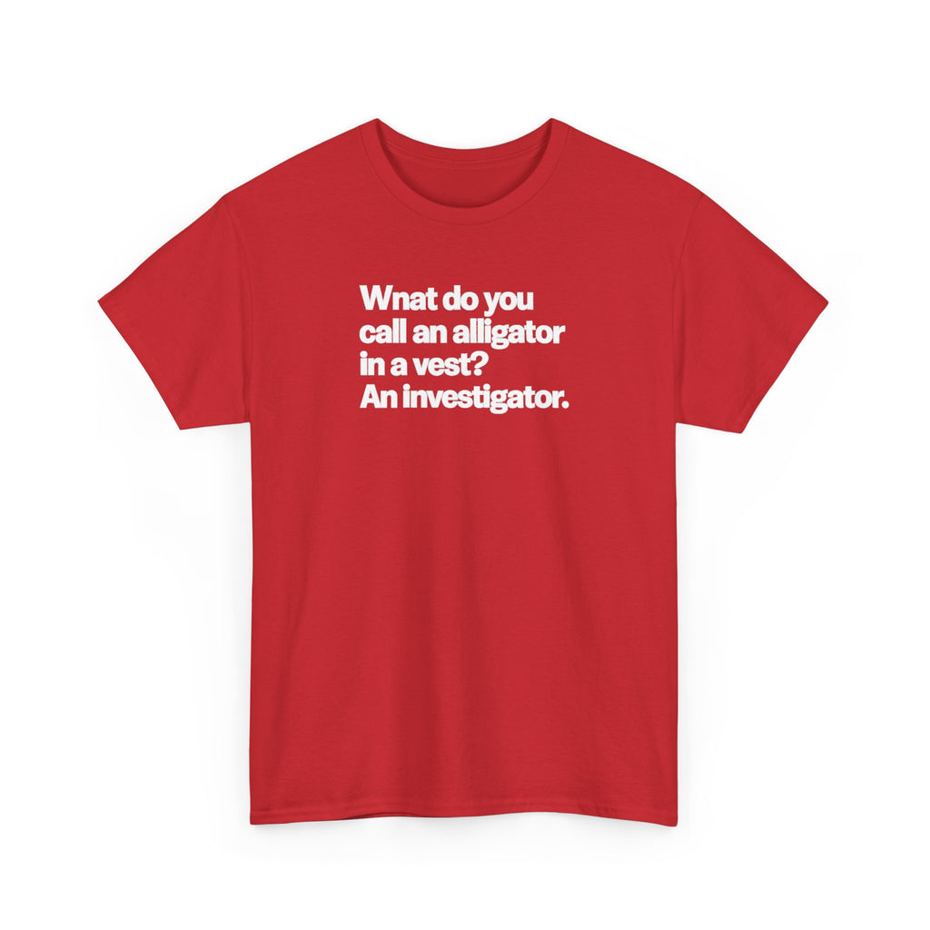 What do you call an Alligator White Minimalist Funny Tee — Subtle Embossed Text Casual T-Shirt