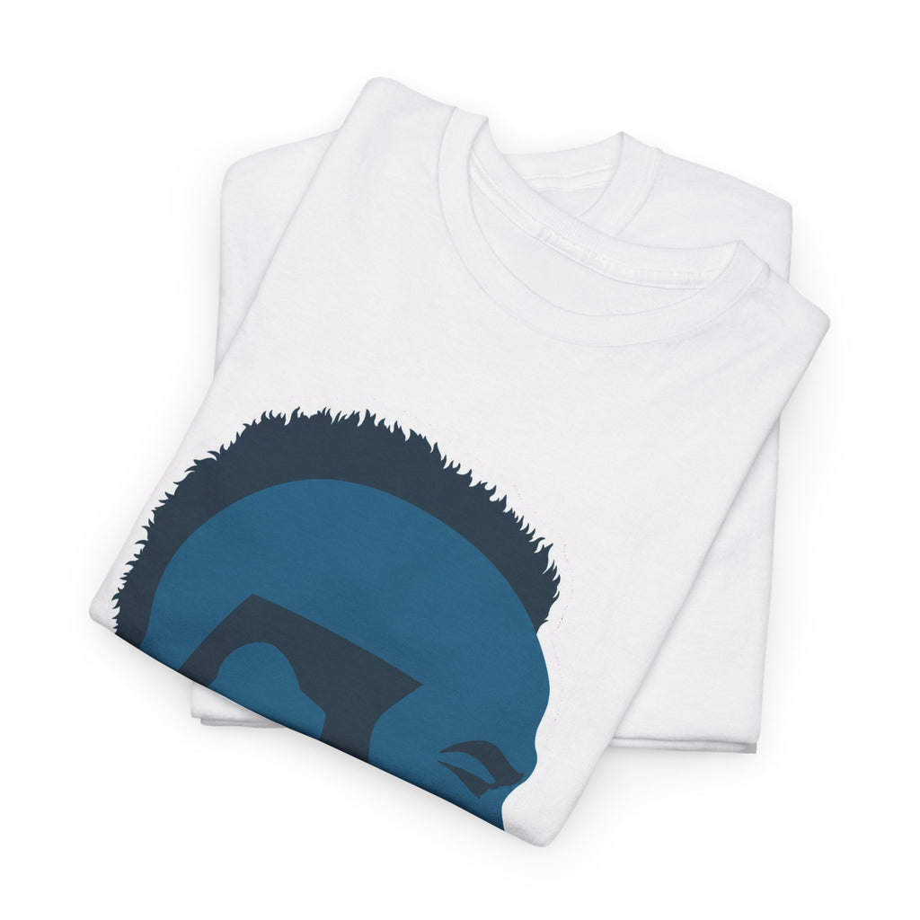 Mr T Profile Silhouette T‑Shirt – Blue Head & Gold Earring Graphic