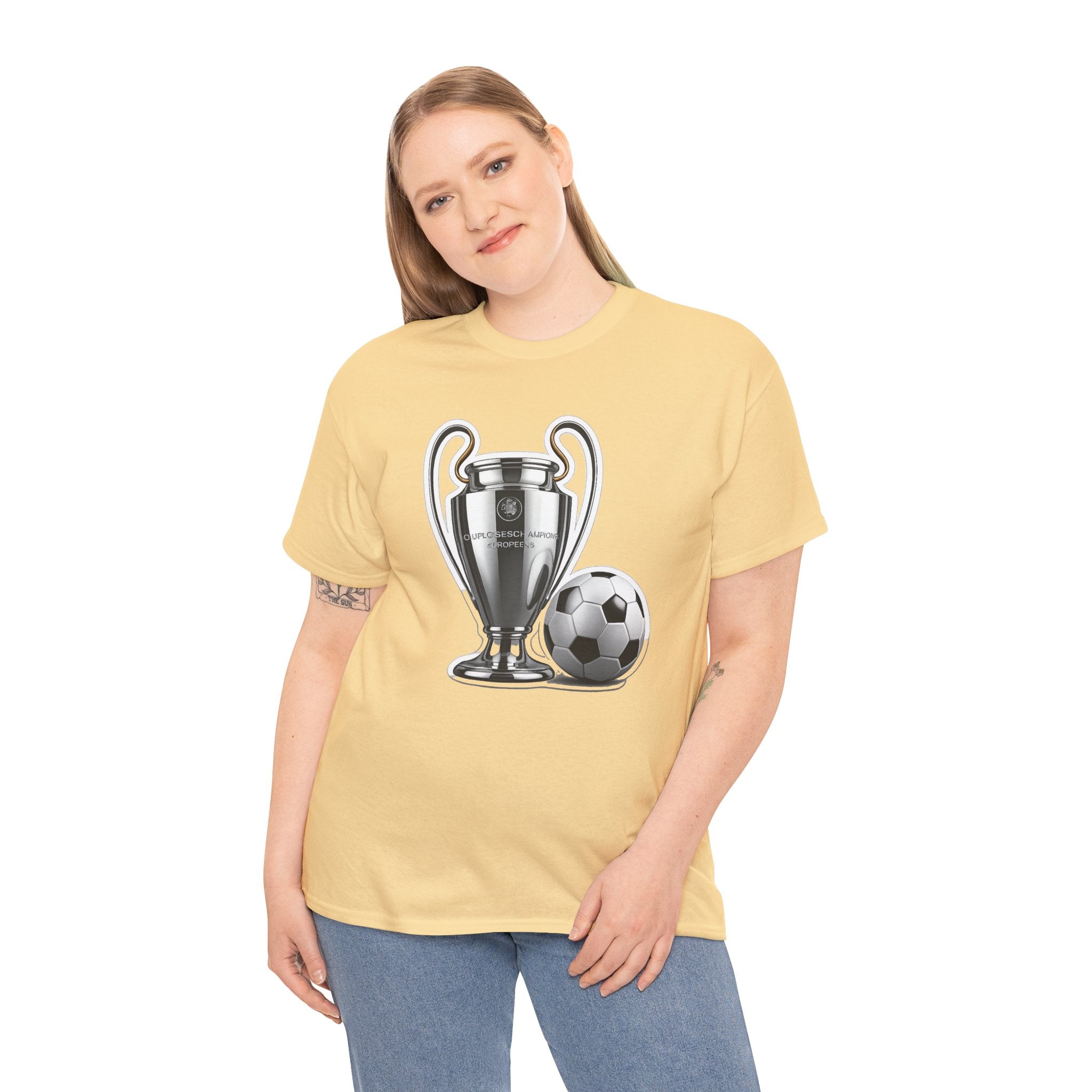 European Cup / Champions League Trophy & Ball Graphic Cotton T-Shirt