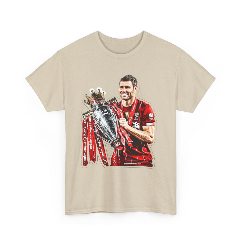 James Milner Liverpool Premier League Champion Trophy T-Shirt — Player Holding Premier Trophy
