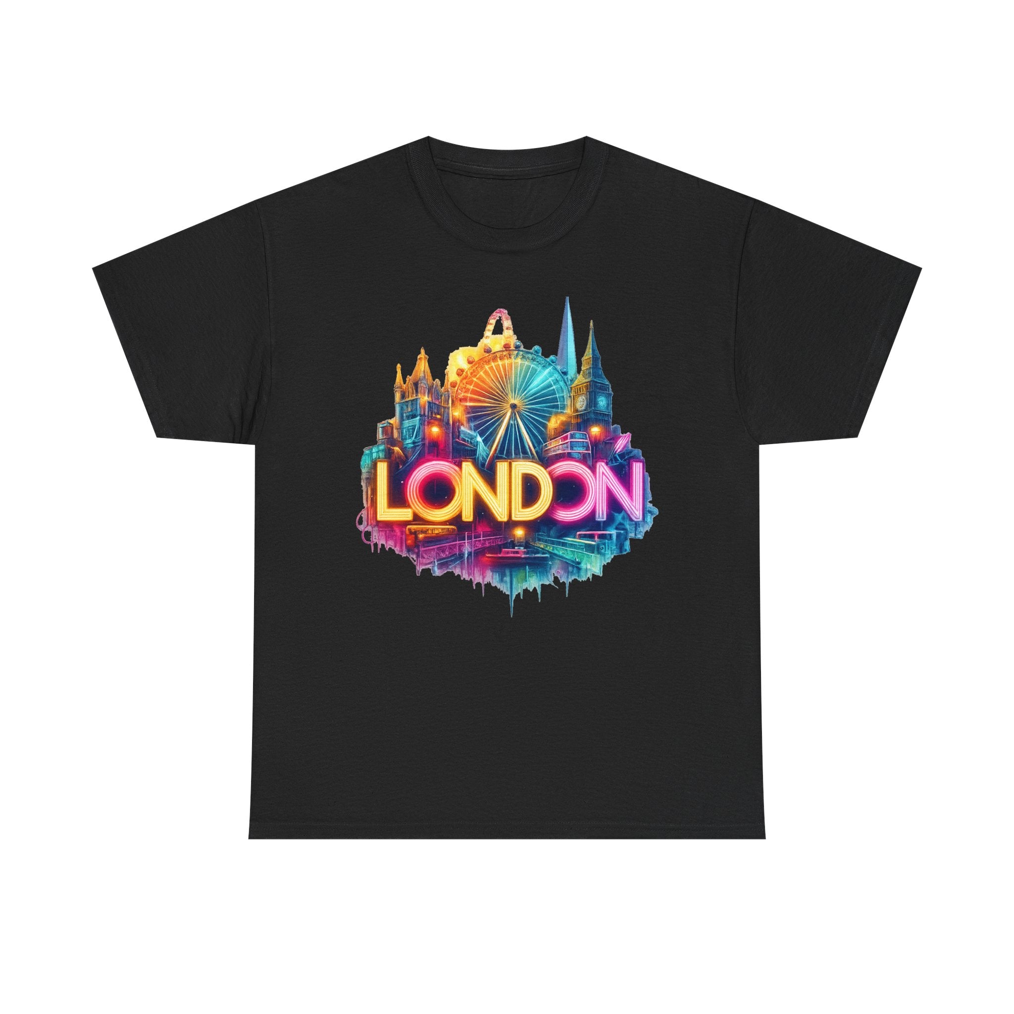 London Skyline Tee — Colorful Neon London Landmark T-Shirt