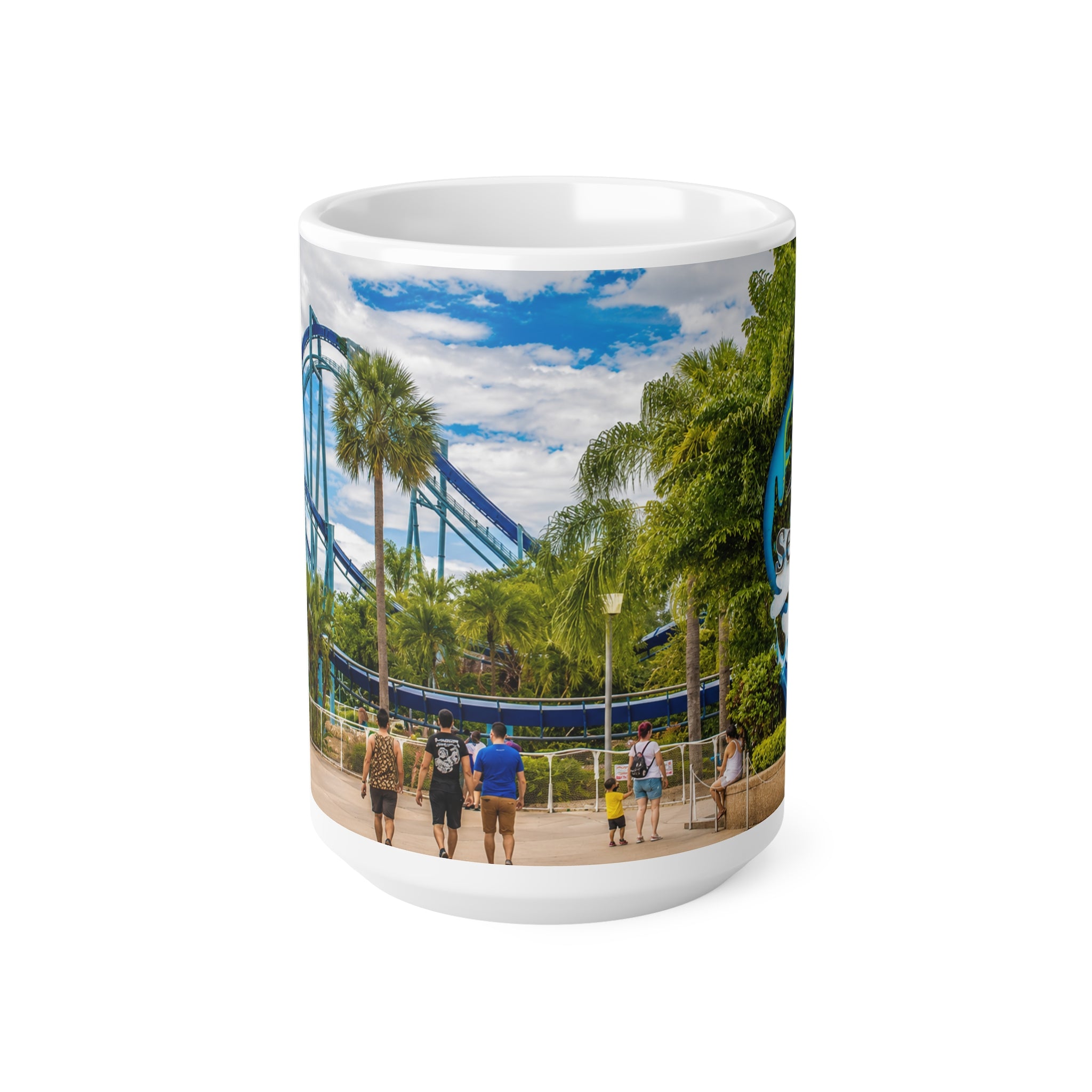 Sea World Theme Park Roller Coaster Photo Mug — Scenic Amusement Park Ceramic Coffee Cup (11oz & 15oz)