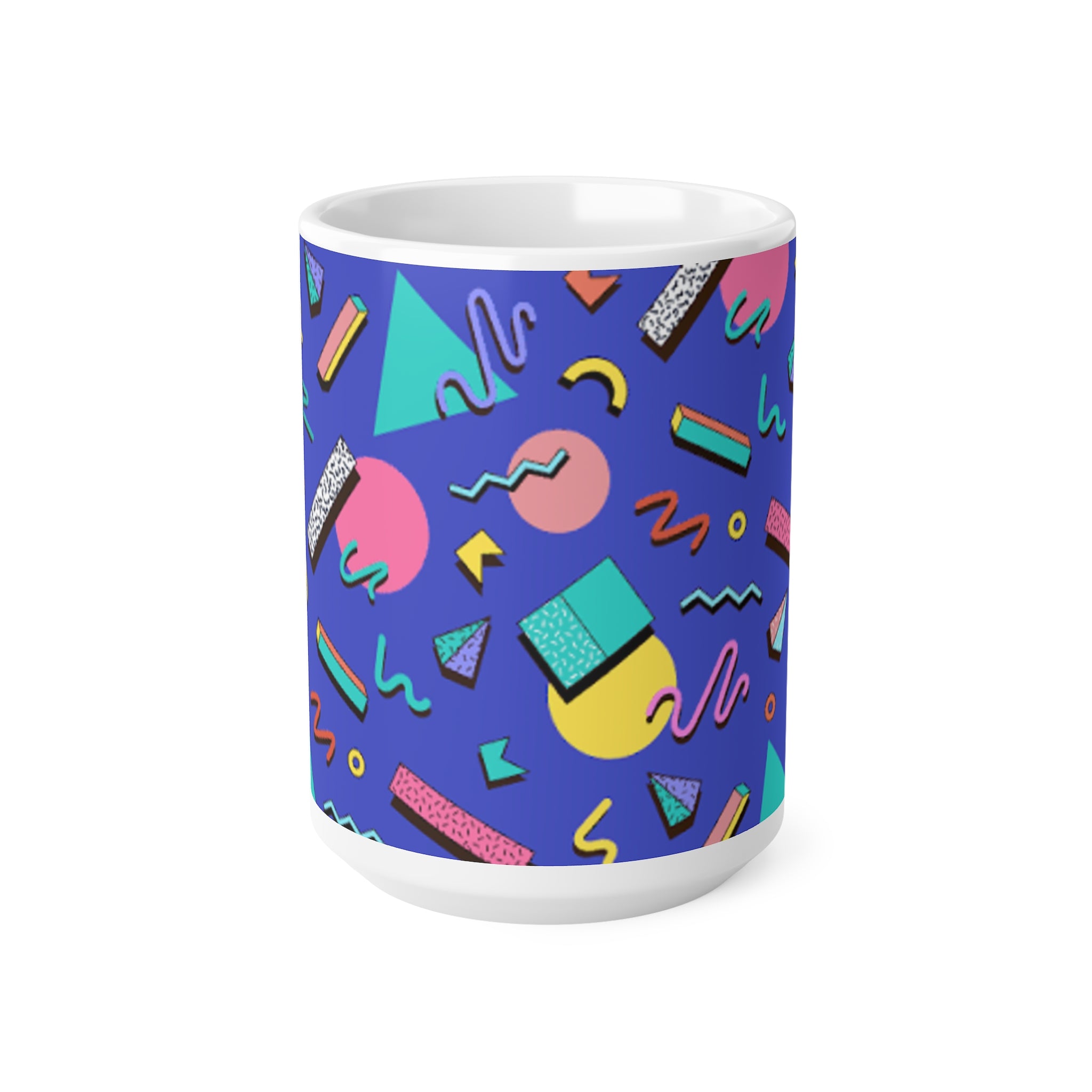 Retro 80s Memphis Pattern Ceramic Mug — Colorful Geometric Coffee Cup (11oz, 15oz)