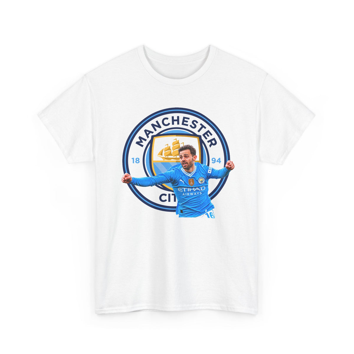 Bernardo SIlva Manchester City legend Cotton T‑Shirt — Blue Crest Football Tee