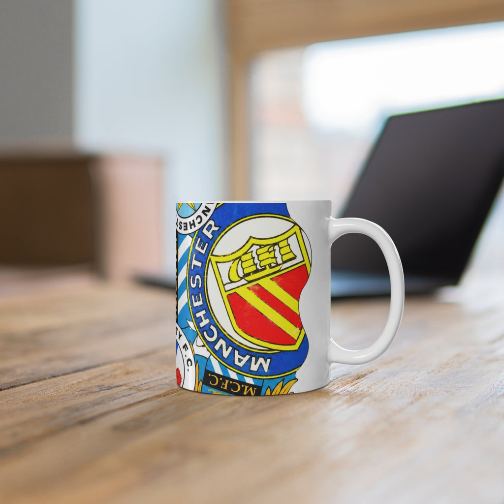 Manchester City Crest Collage Mug — Ceramic Coffee Cup (11oz & 15oz)