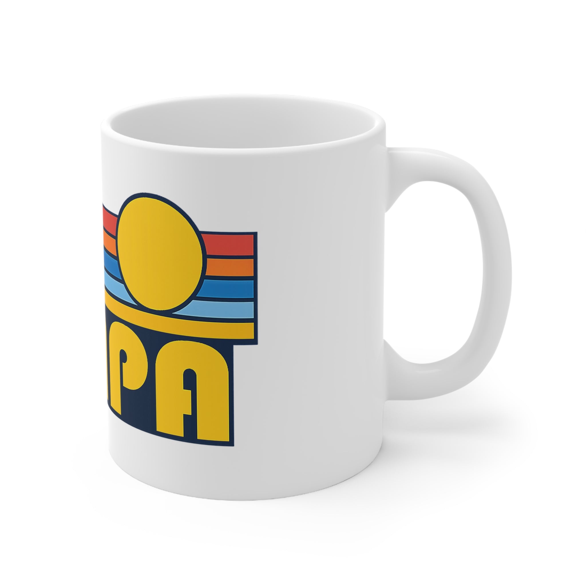 Tampa Retro Sunset Mug — Vintage 70s Stripes Ceramic Coffee Cup (11oz & 15oz)
