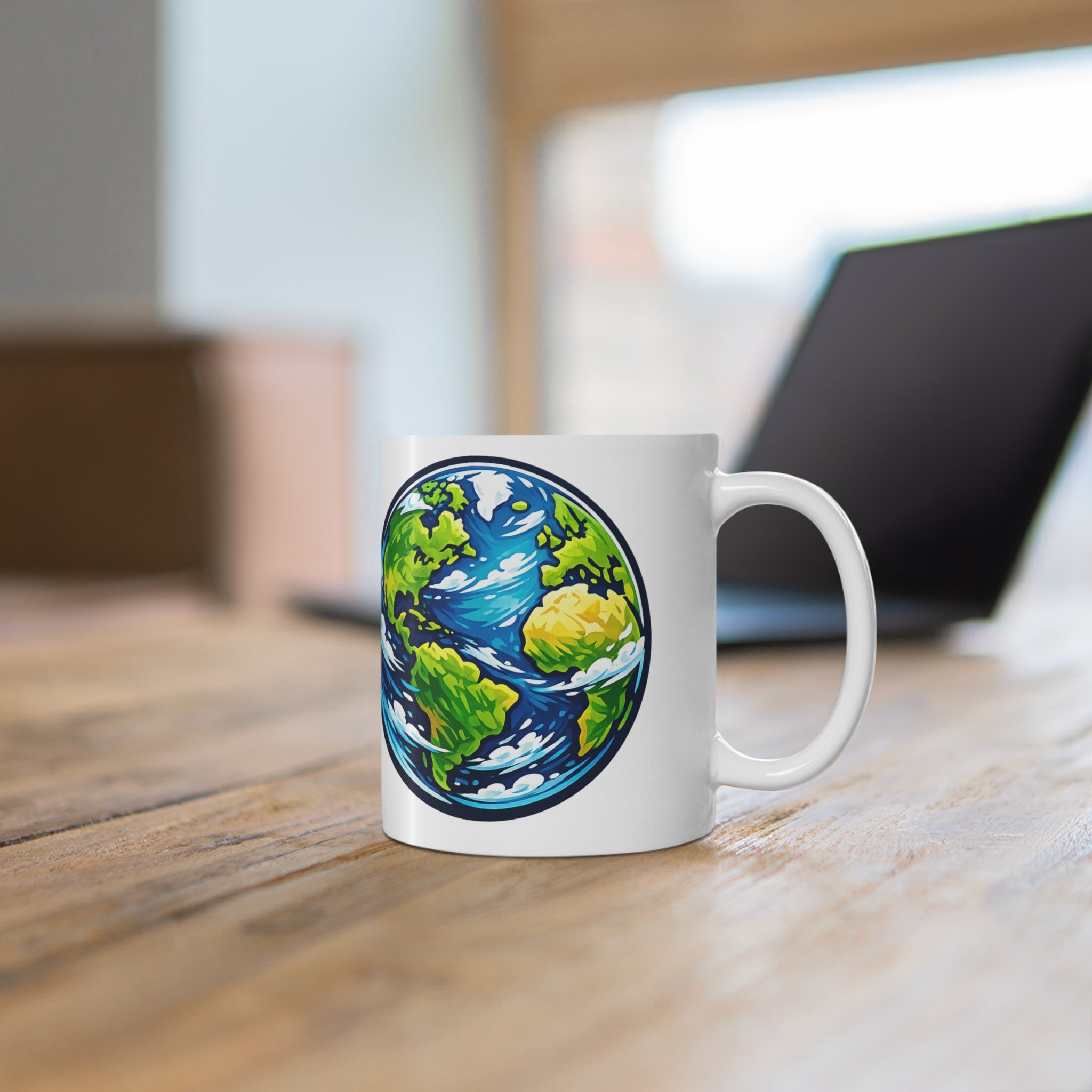 Earth Globe Ceramic Mug — Eco-Friendly World Map Coffee Cup (11oz & 15oz)