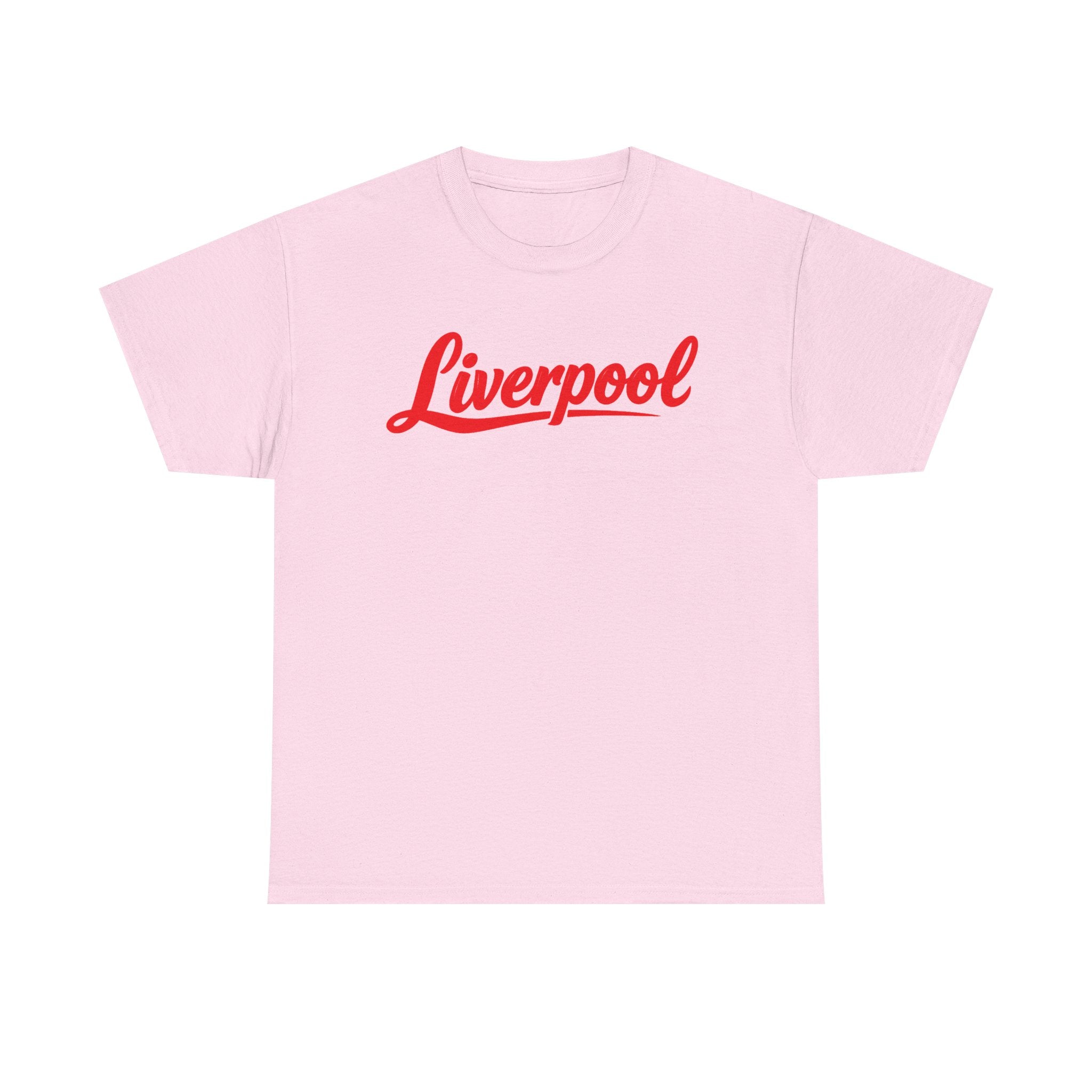 Liverpool Script T-Shirt — Retro Red Logo Tee for Fans
