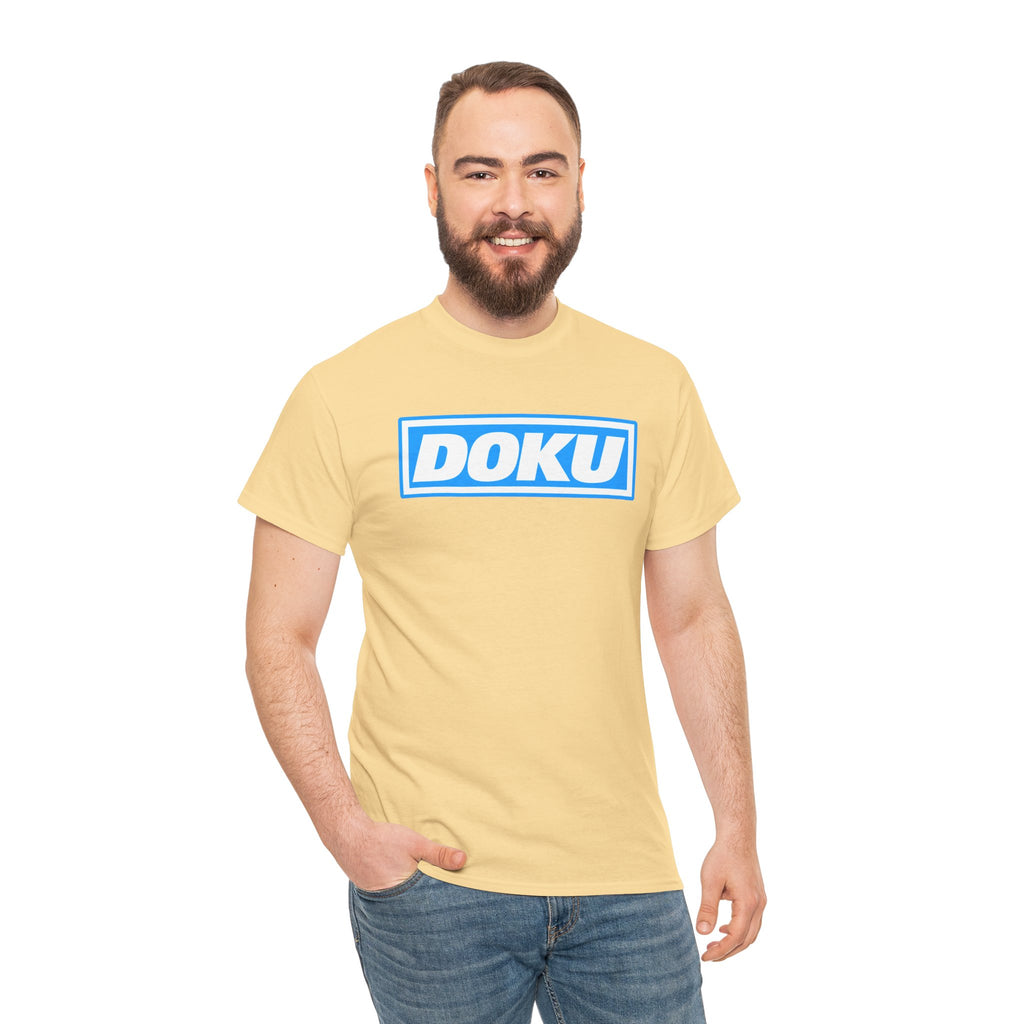 Doku Manchester City Player Logo Cotton Tee — Minimal Blue Box Graphic T-Shirt
