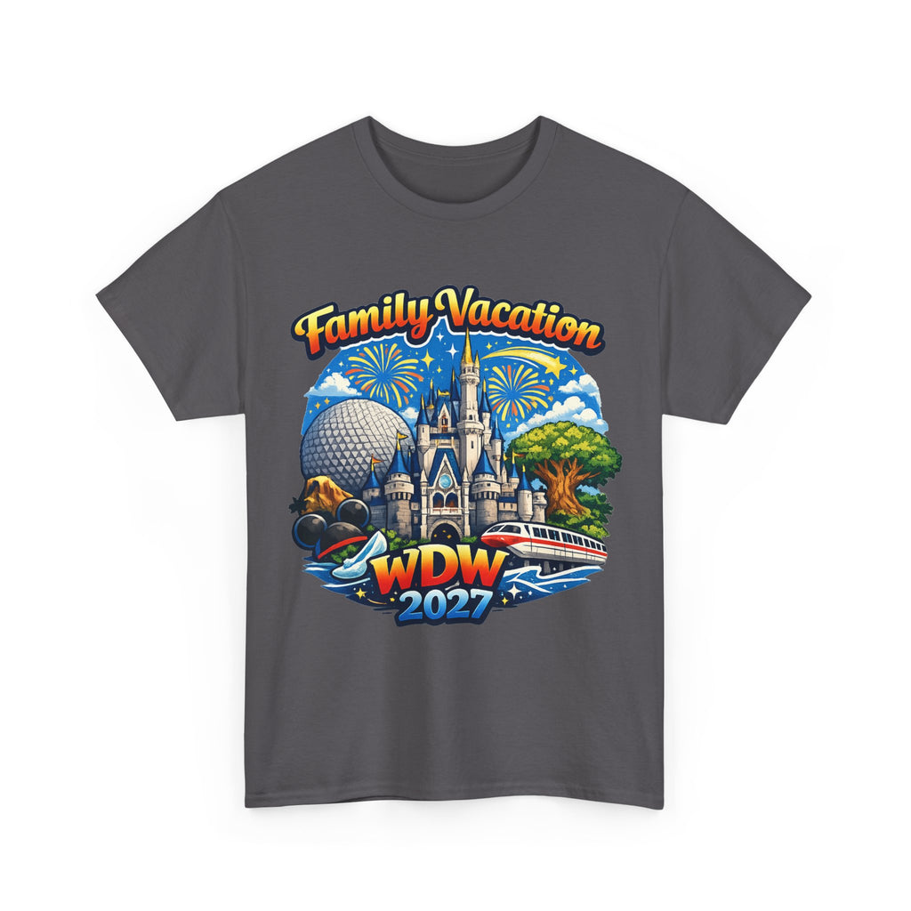 Family Vacation WDW 2027 T-Shirt – Disney Park Castle & Fireworks Vacation Tee