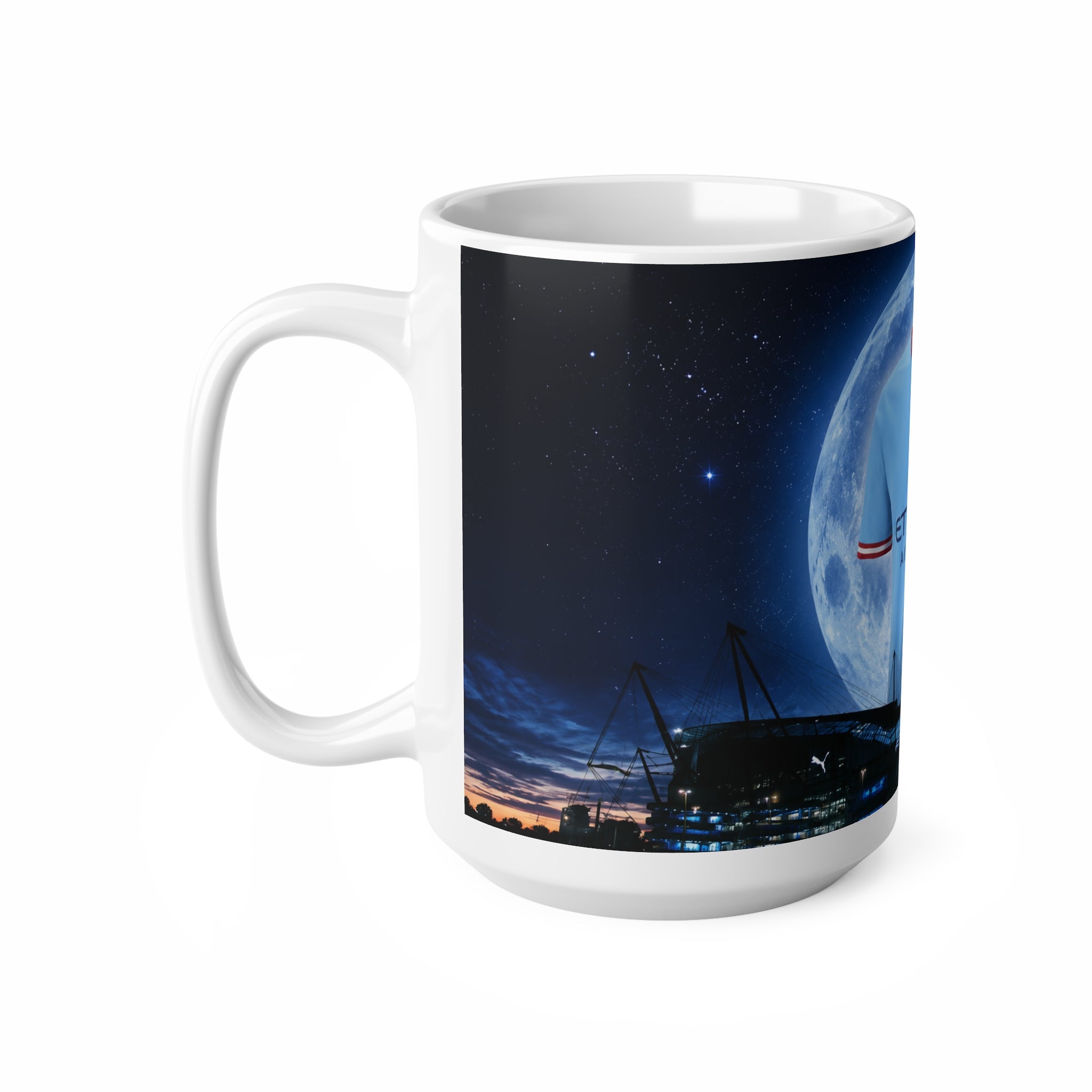 Manchester City Treble Winning Season Shirt Moonlight Ceramic Mug — Blue Jersey Nightscape 11oz/15oz
