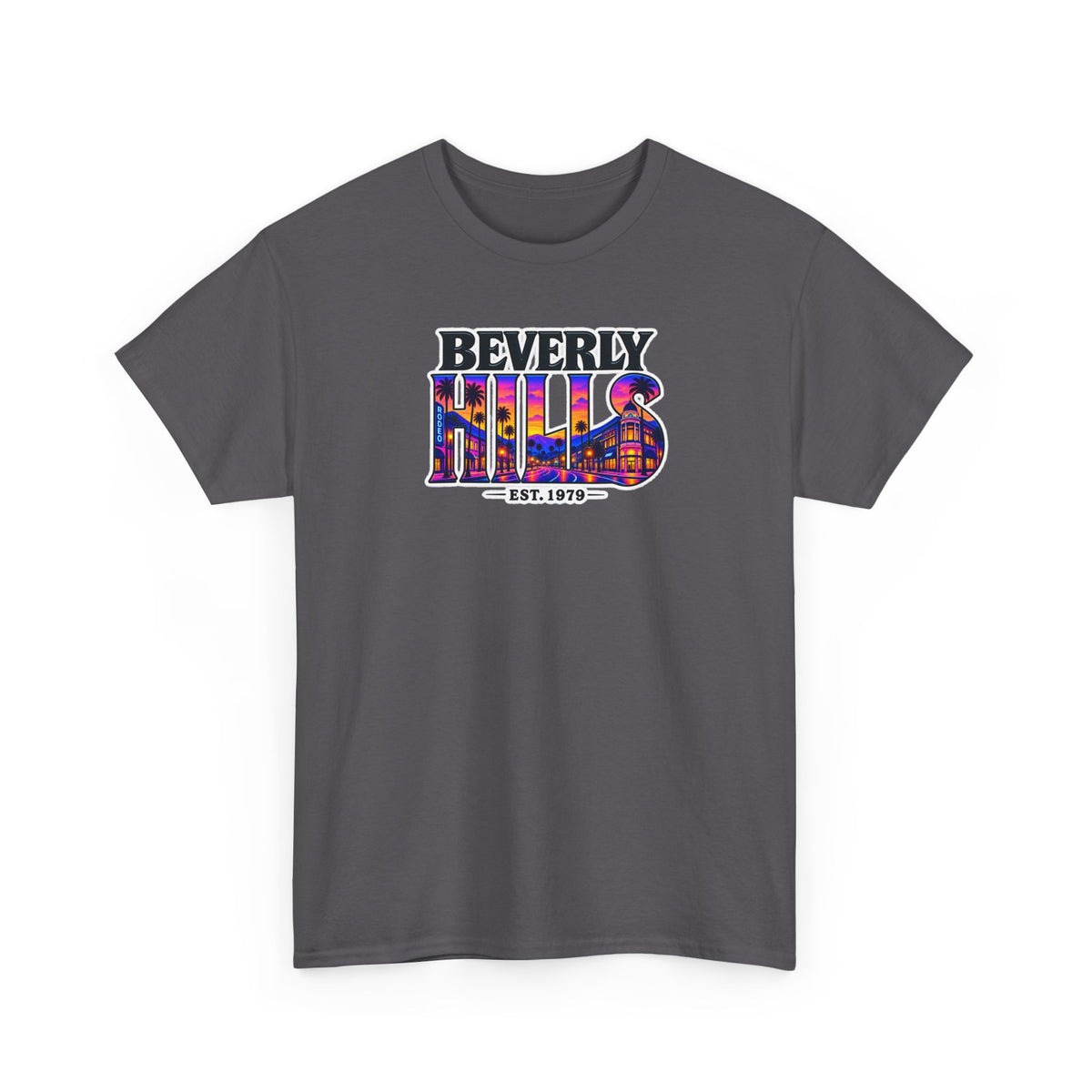 Beverly Hills Retro Sunset Tee — 'Beverly Hills EST. 1979' Graphic T-Shirt