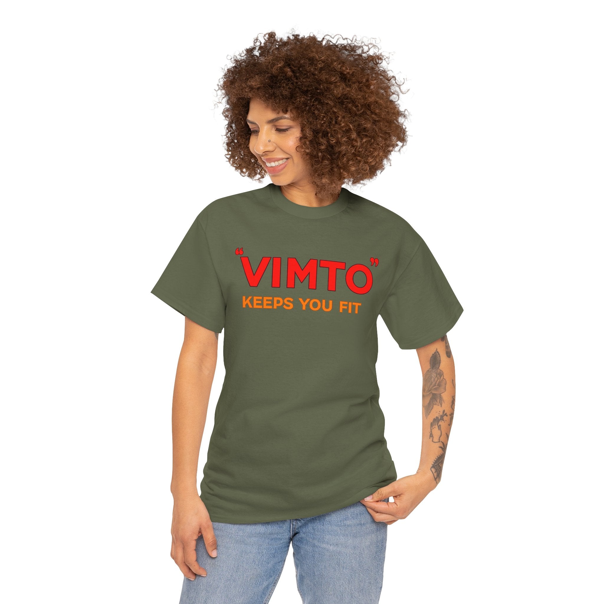 VIMTO "Keeps You Fit" Graphic Tee — Retro Beverage Logo T-Shirt