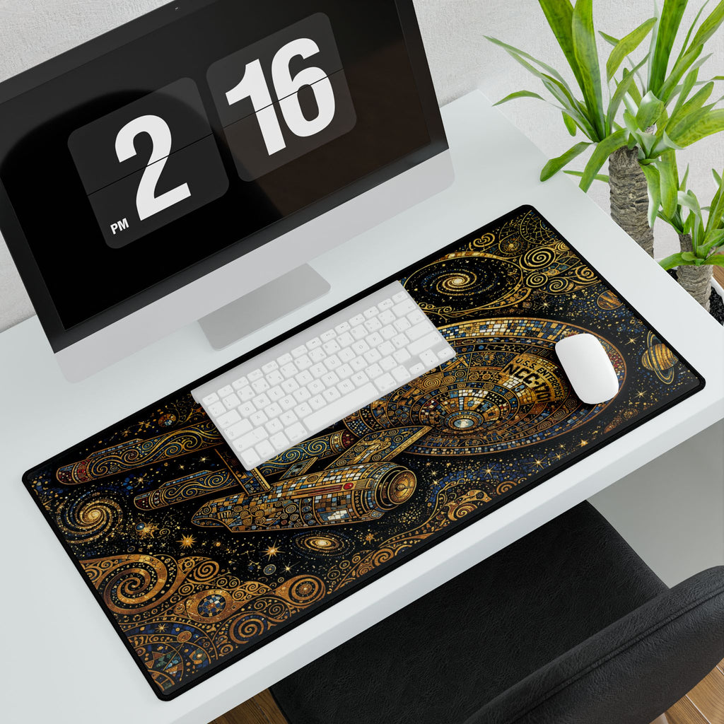 Starship Mosaic Desk Mat — Cosmic Star Trek-Inspired Gaming/Work Surface