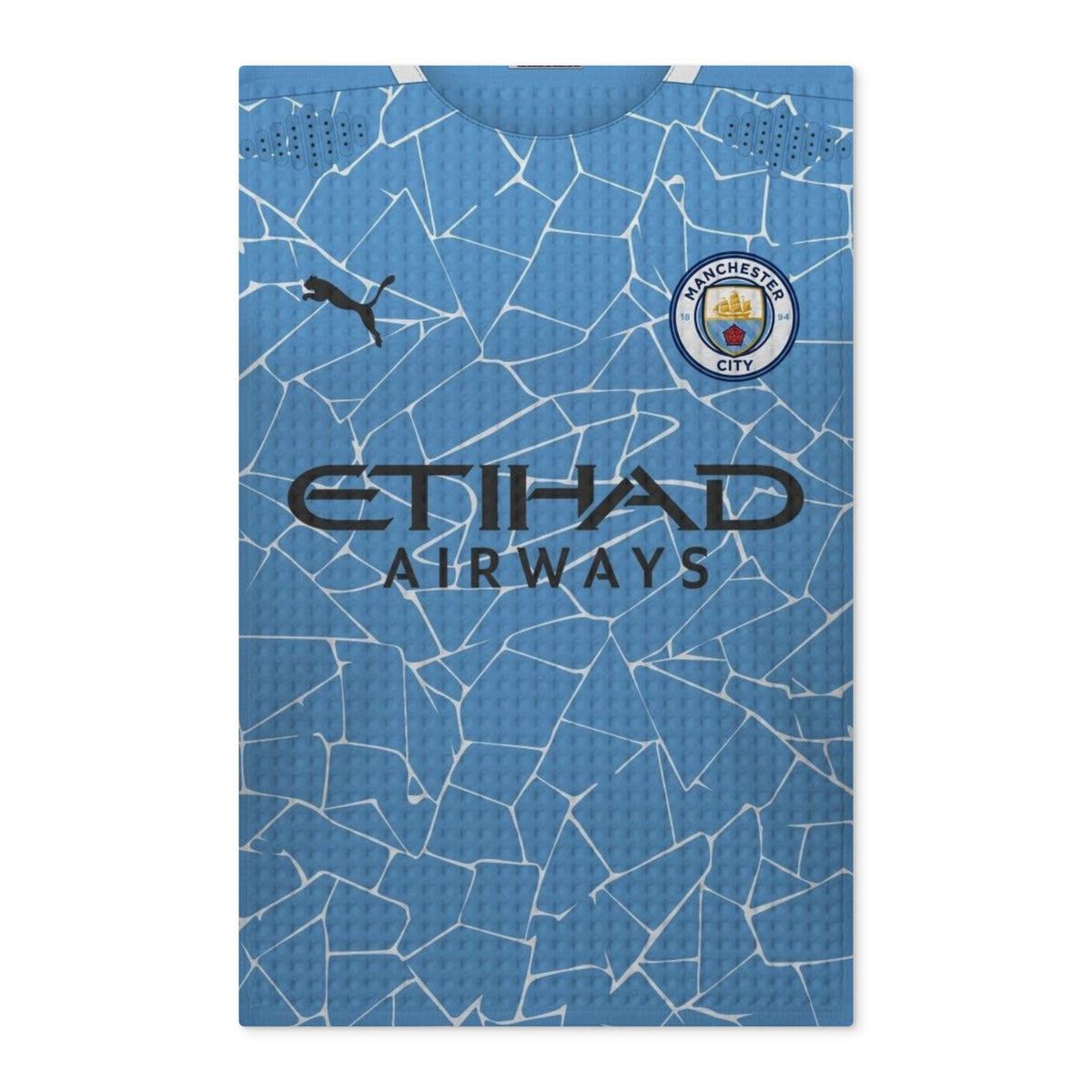 Manchester City Football Tea Towel — Waffle Double-Sided Kitchen Towel