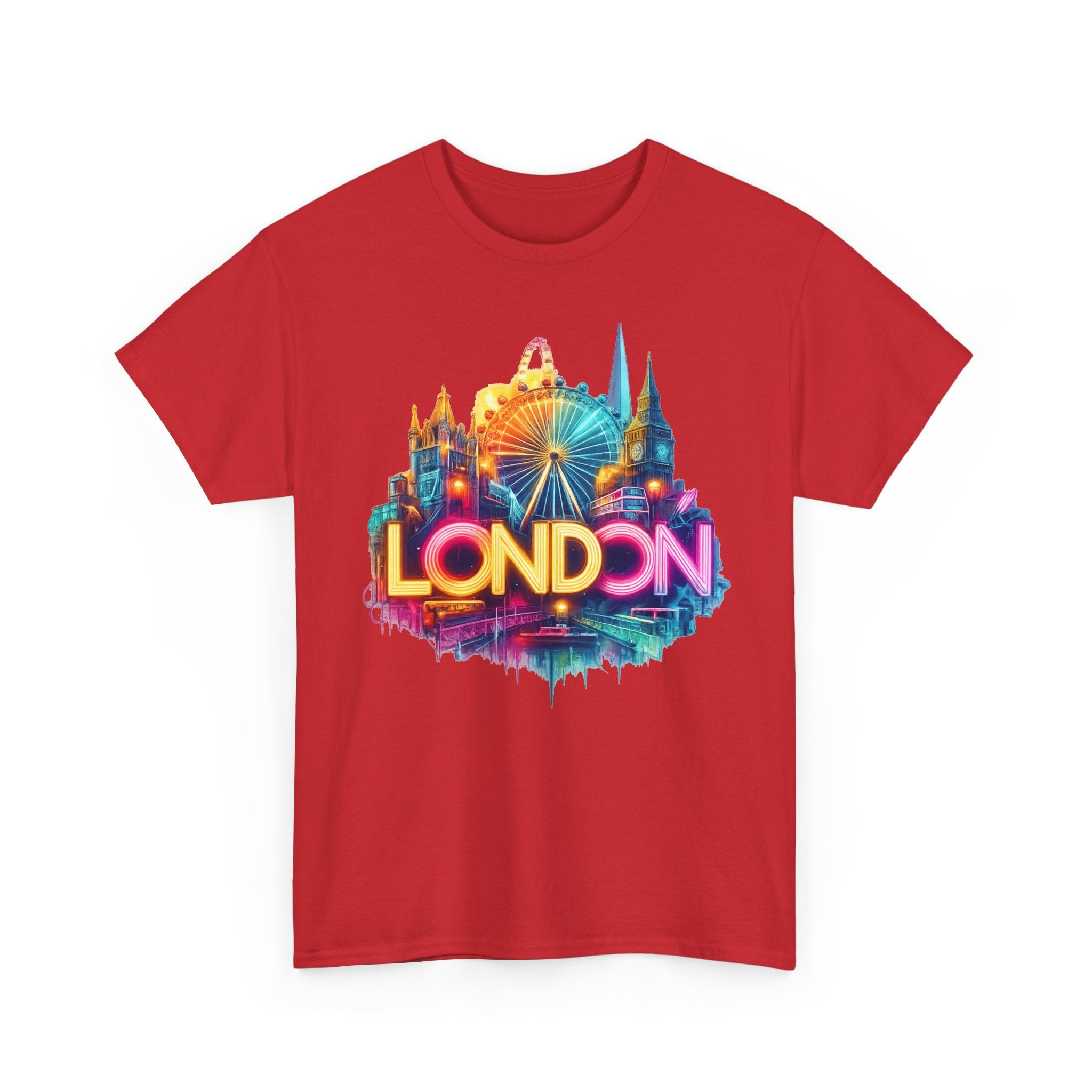 London Skyline Tee — Colorful Neon London Landmark T-Shirt