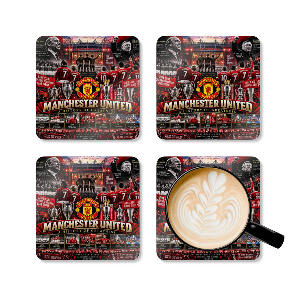 Manchester United Corkwood Coaster Set — A History of Greatness