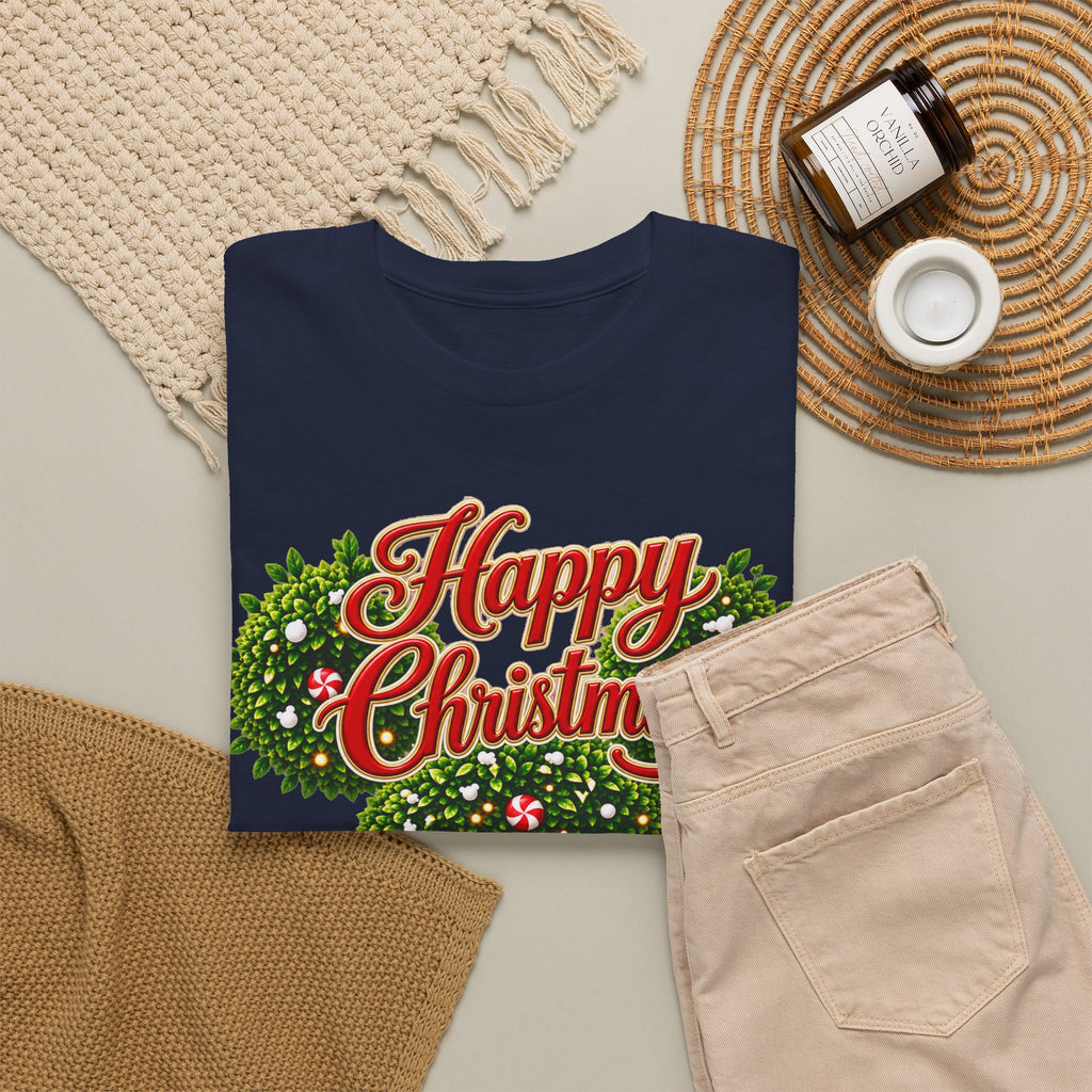 Christmas Wreath Mouse Tee – "Happy Christmas" Holiday Graphic T-Shirt