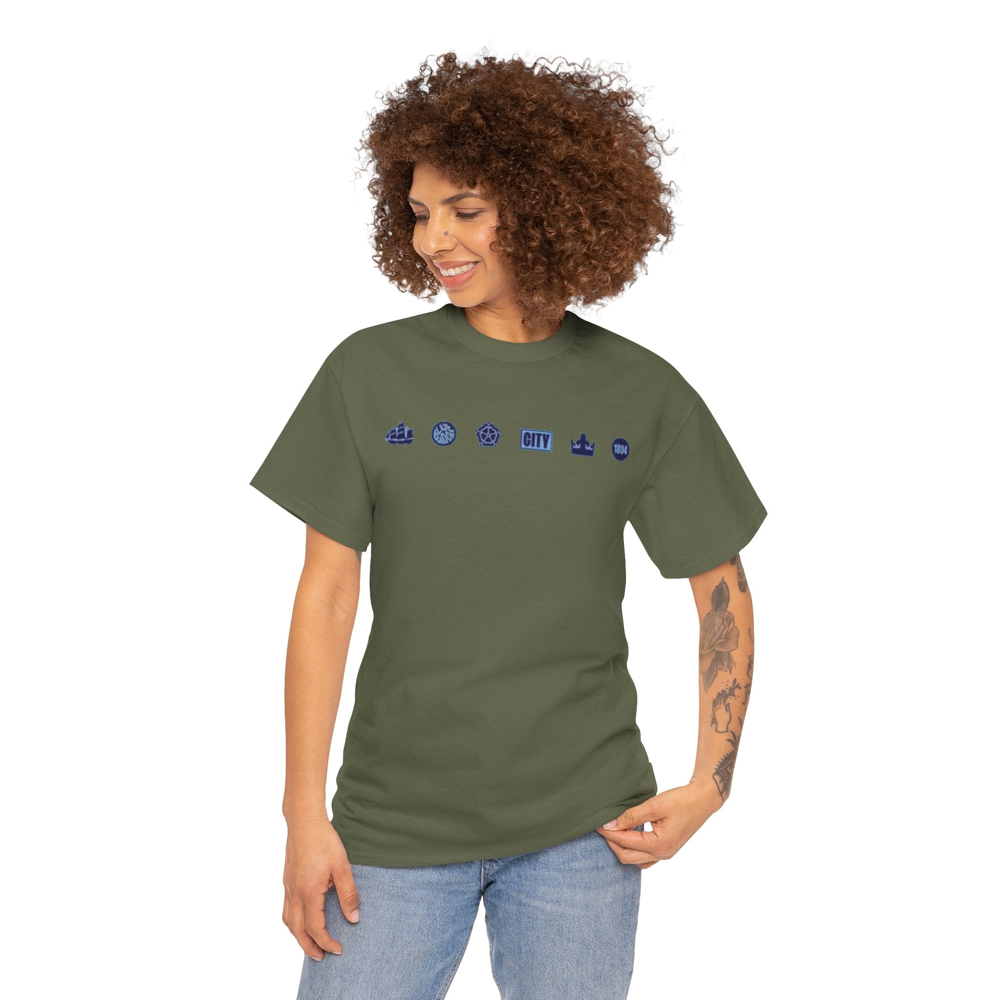 Manchester City Minimal City Icons Tee — Navy Skyline Icons Chest Print