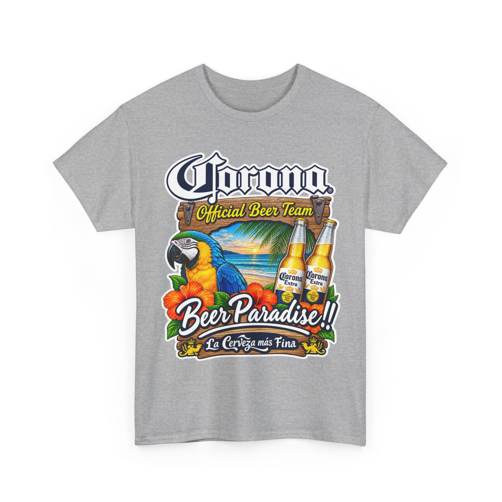 Corona Beer Paradise Tee — Tropical Parrot Beach Beer T‑Shirt