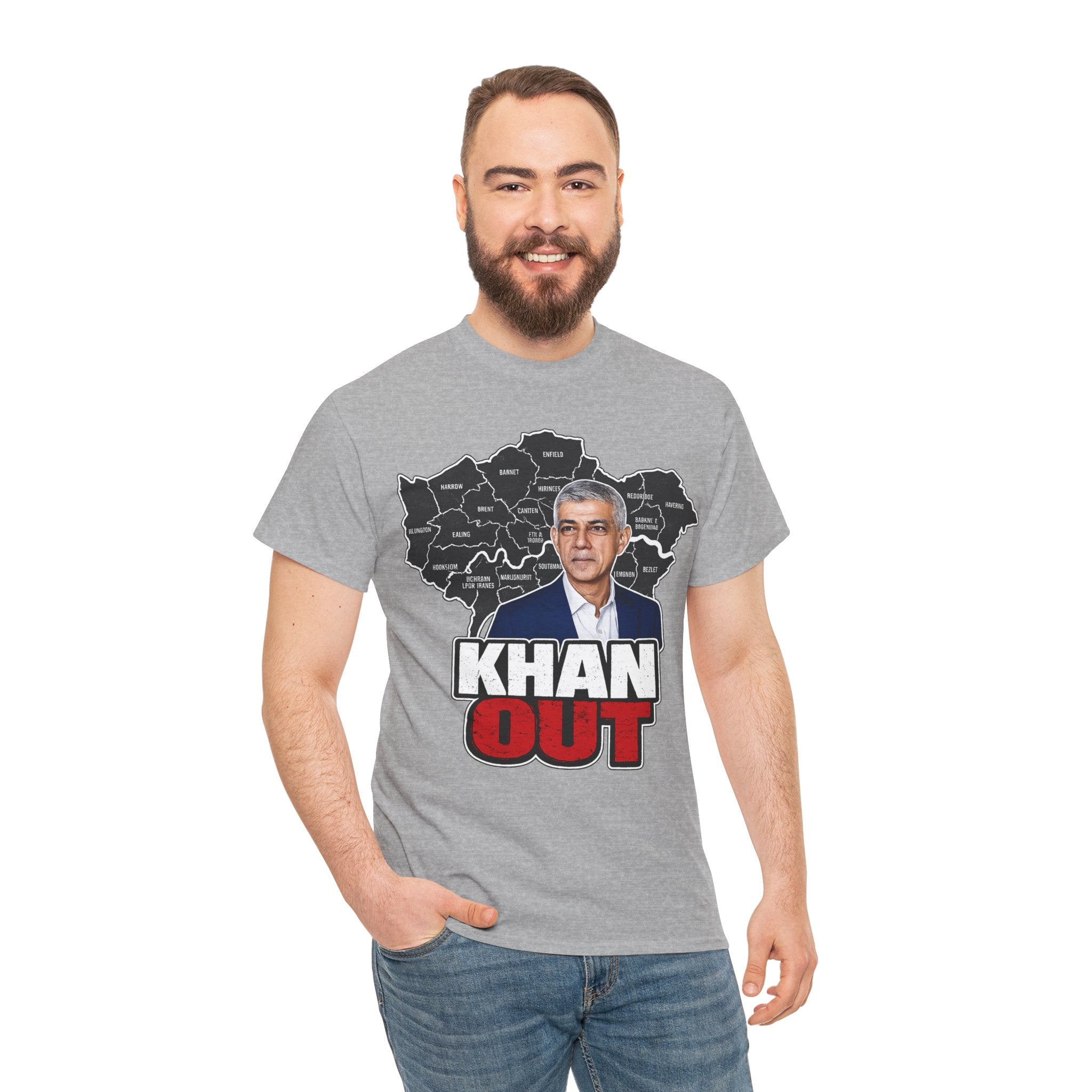 Sadiq Khan Out" Political Protest Tee with Sadiq Khan Graphic T-Shirt