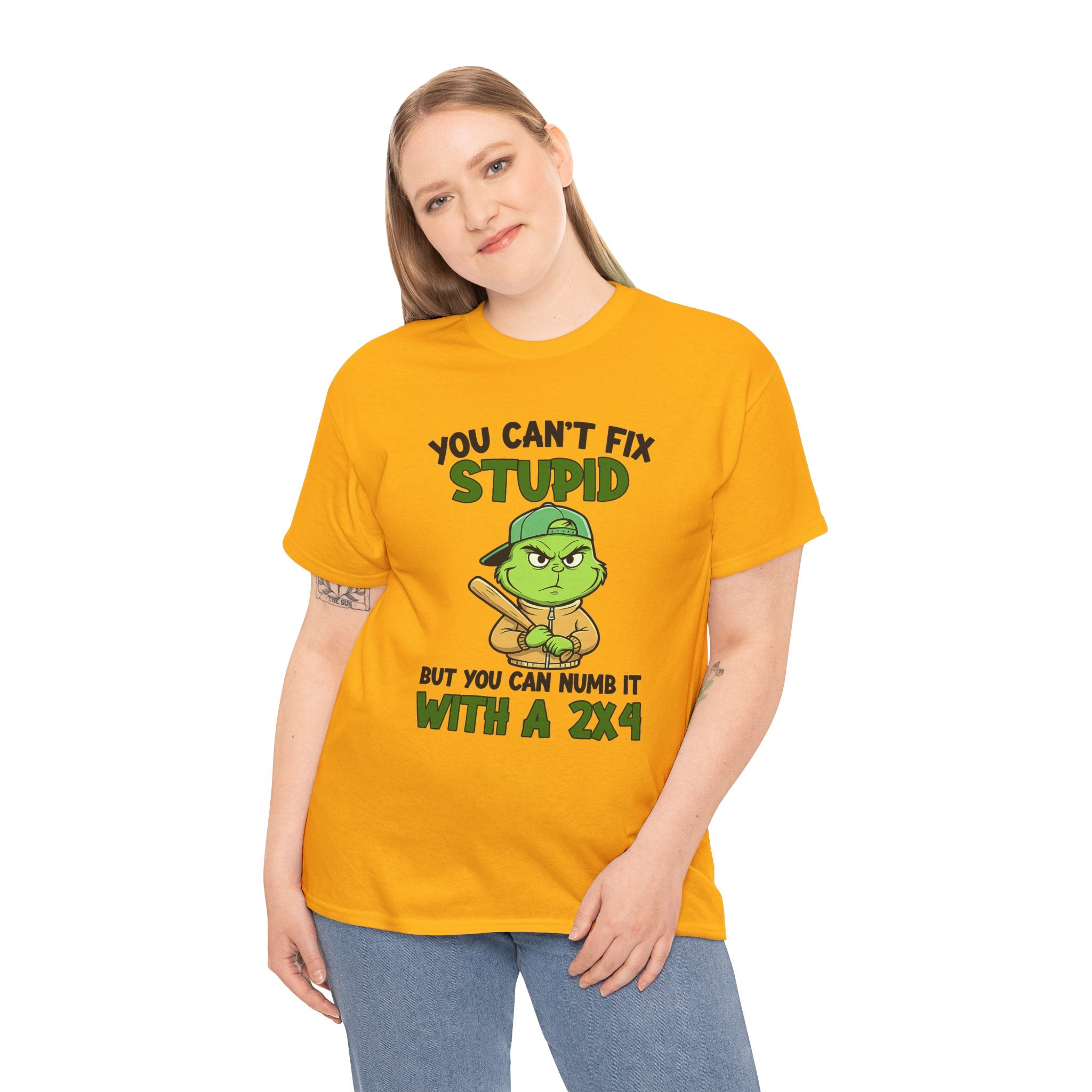Funny Carpenter T‑Shirt — "You Can't Fix Stupid But You Can Numb It With a 2x4"