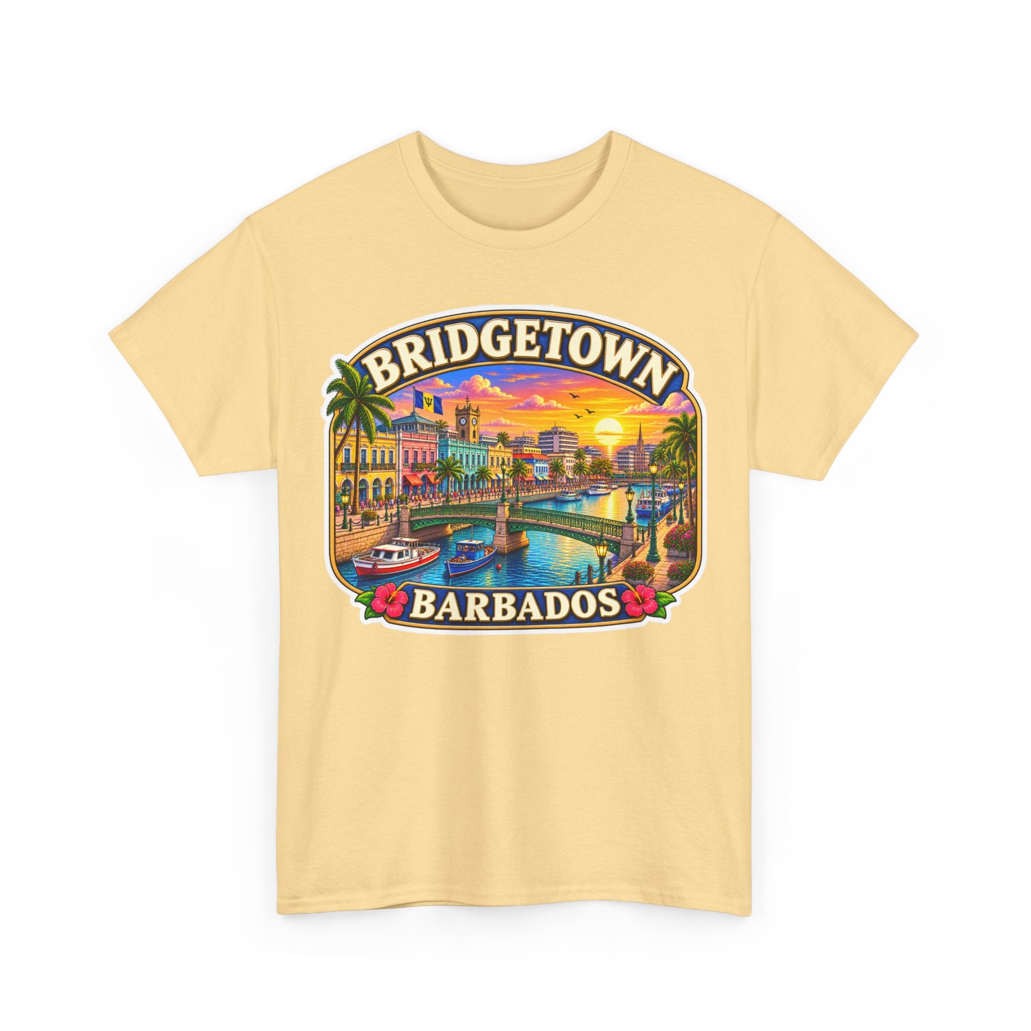 Bridgetown Barbados Vintage Sunset Tee — Caribbean Travel Souvenir T-Shirt