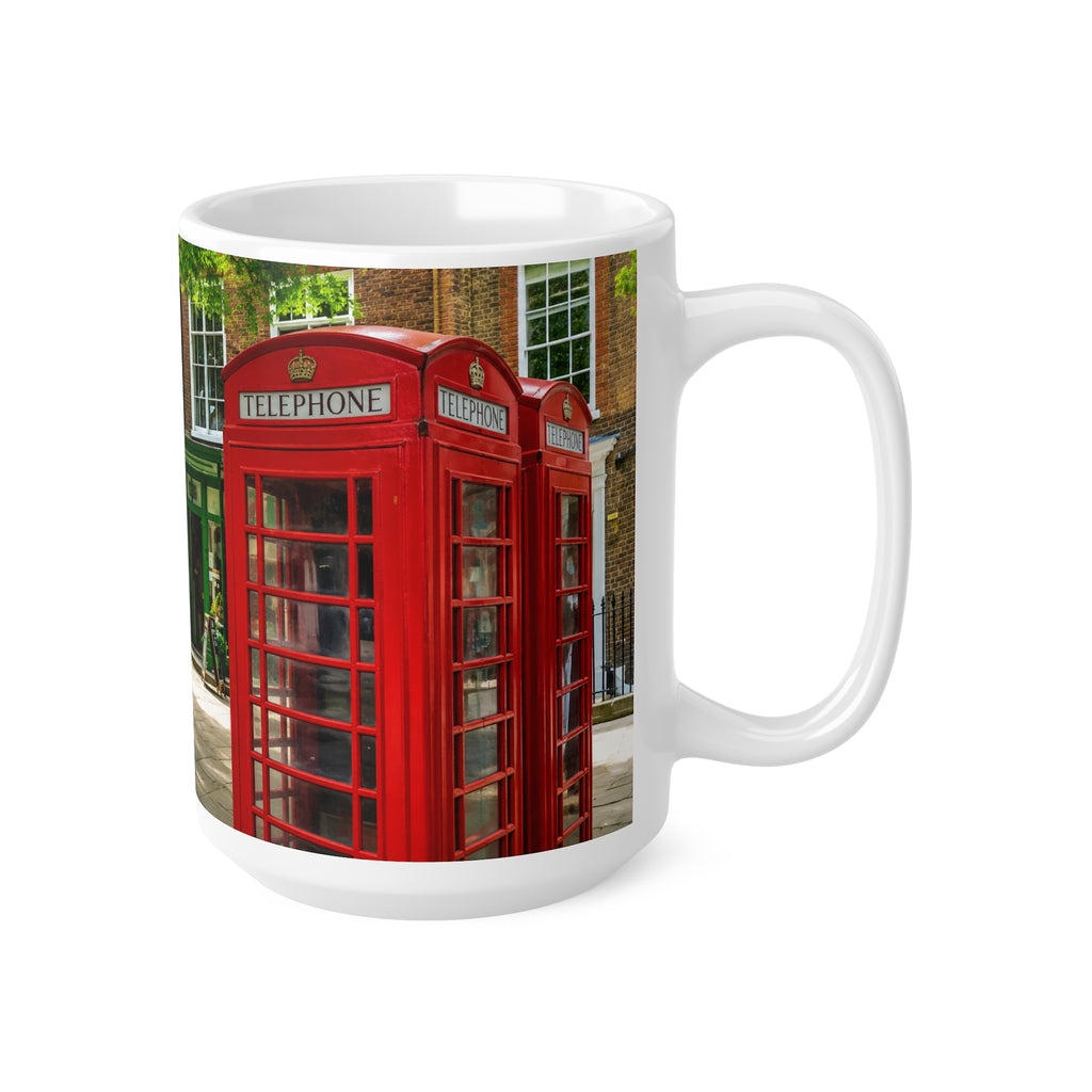 Richmond Ted Lasso London Street Scene Ceramic Coffee Mug — Red Phone Booth & Pub Photo (11oz, 15oz)