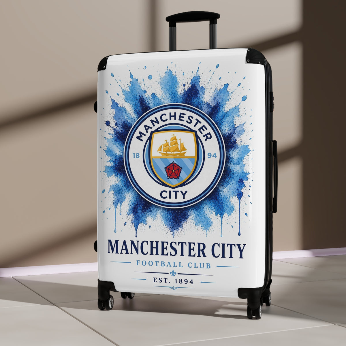 Manchester City Suitcase – Football Club Carry-On Luggage with Crest Design