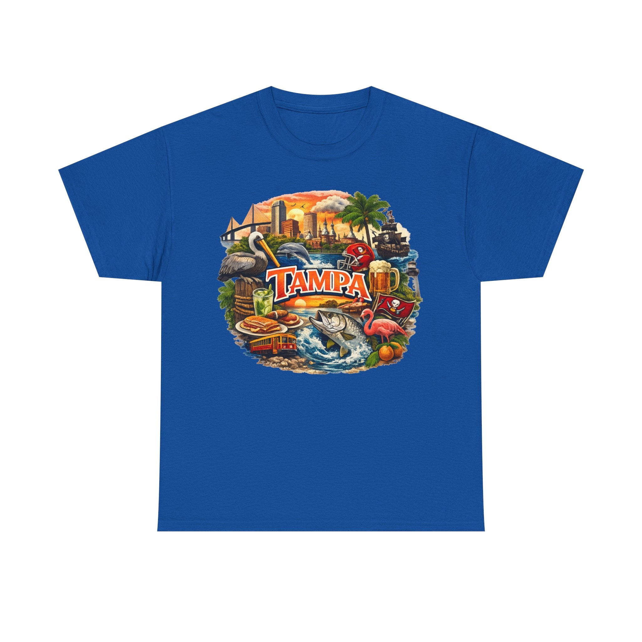 Tampa Florida Retro Scenic Tee — Vintage Beach, Skyline & Wildlife Graphic
