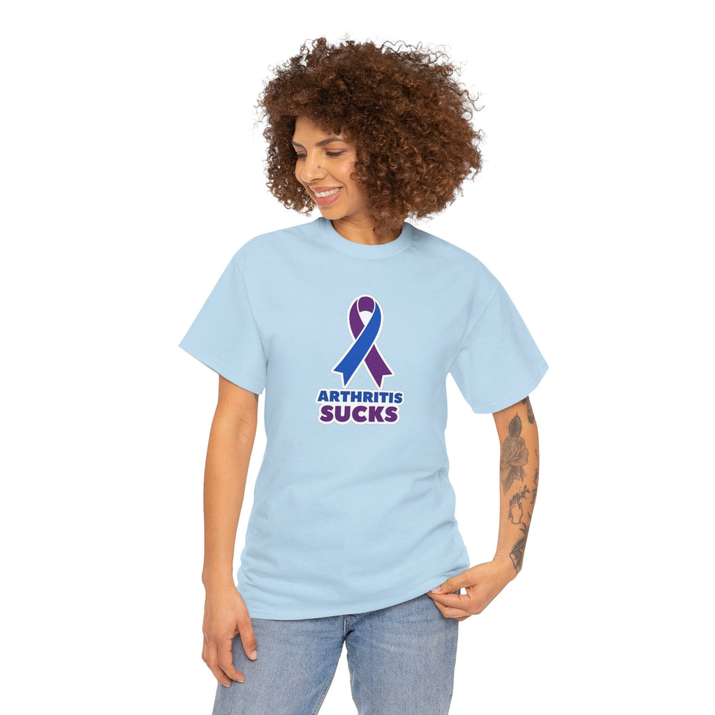 Arthritis Sucks Awareness T-Shirt — Purple & Blue Ribbon Support Tee
