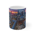 Manchester Cityscape Ceramic Mug — Aerial Skyline Sunset Coffee Cup (11oz, 15oz)