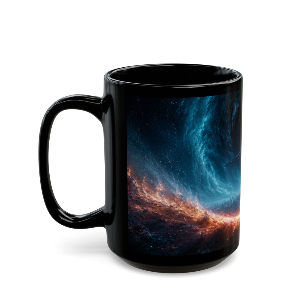 Empire Star Destroyer Galaxy Vortex Black Mug — Cosmic Space Coffee Cup (11oz & 15oz)