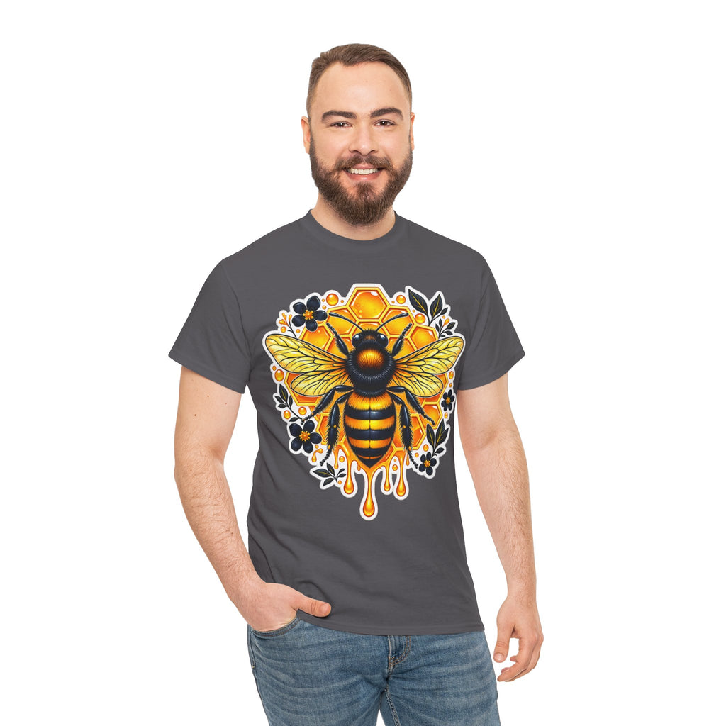 Manchester Bee Honeycomb T‑Shirt — Floral Dripping Honey Graphic Tee