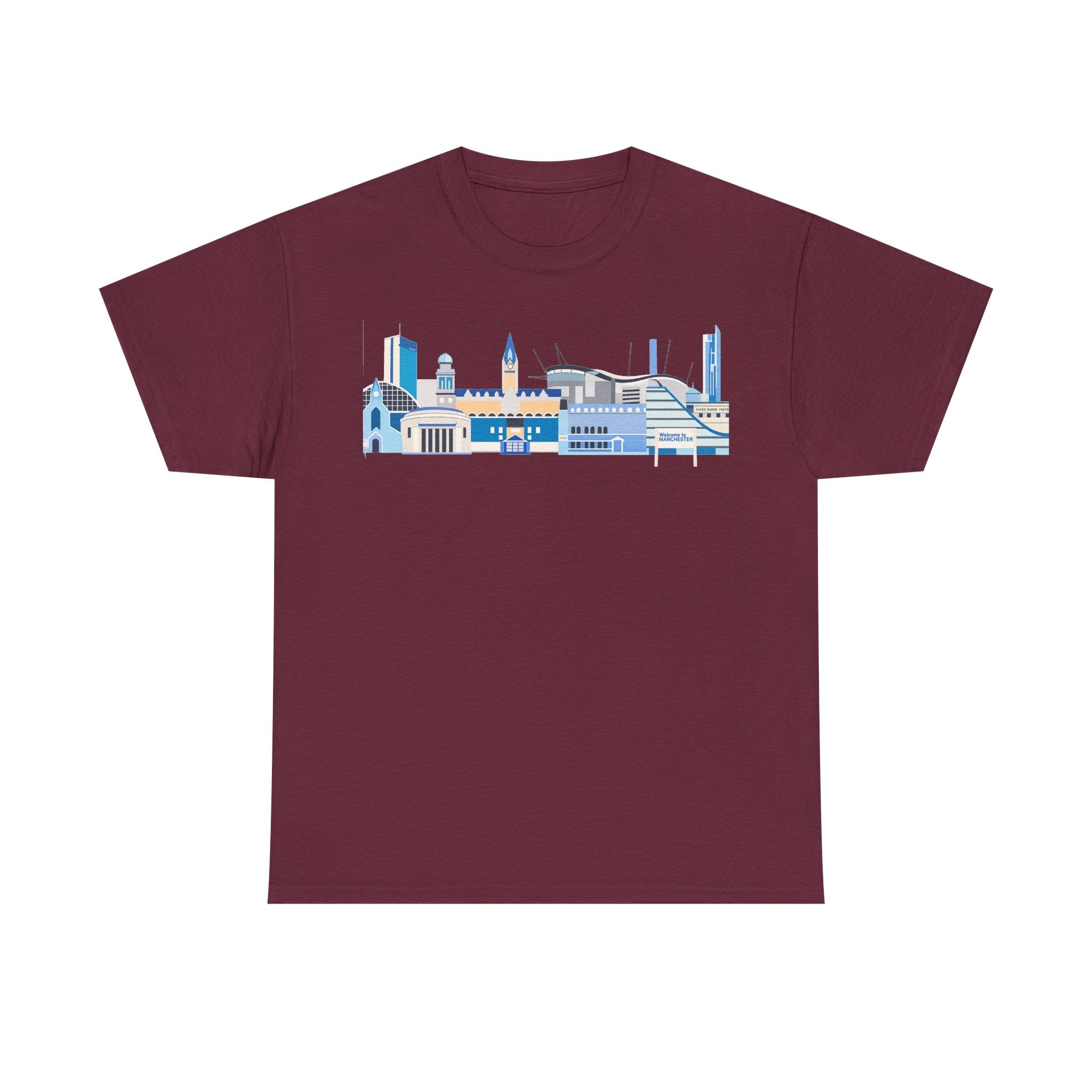 Manchester City Skyline Tee — Minimal Blue Urban Landscape T‑Shirt