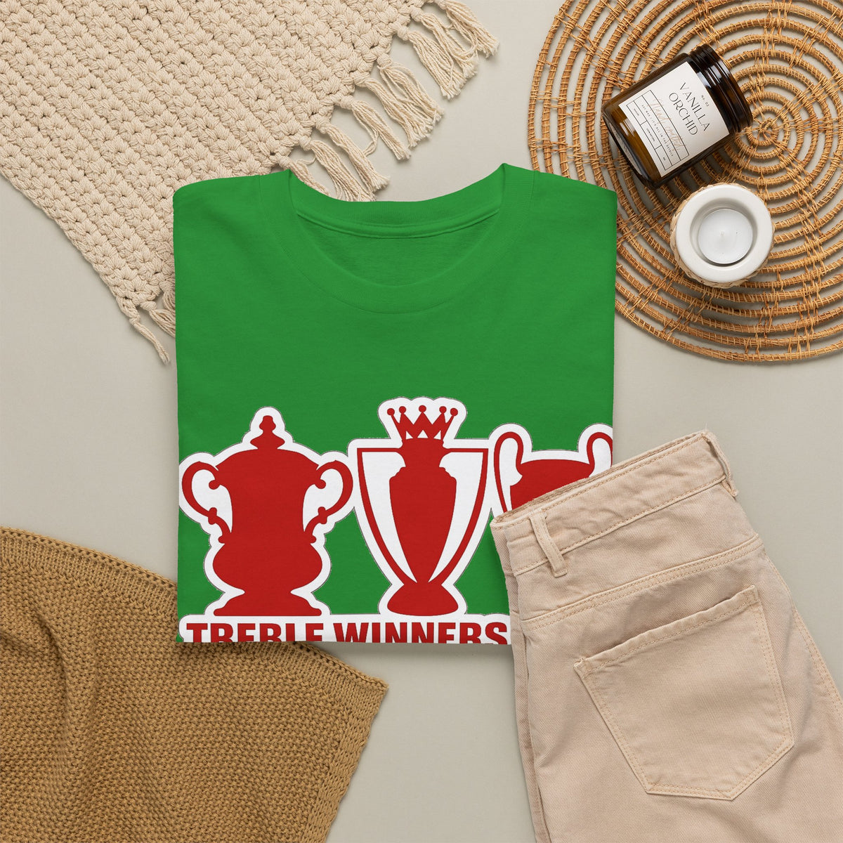 Manchester United Treble Winners 1999 Trophy Graphic Cotton T-Shirt