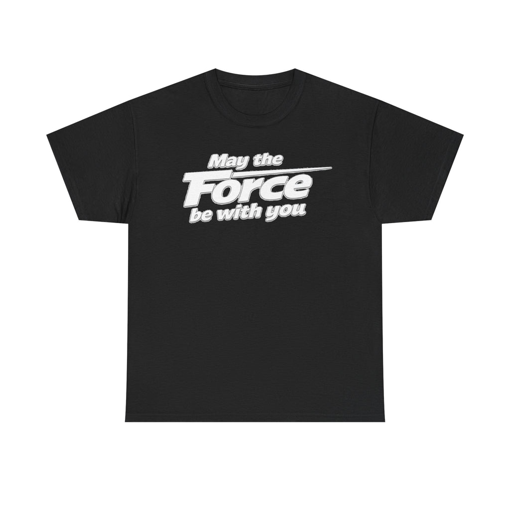 "May the Force Be With You" Retro Embossed Graphic T‑Shirt —