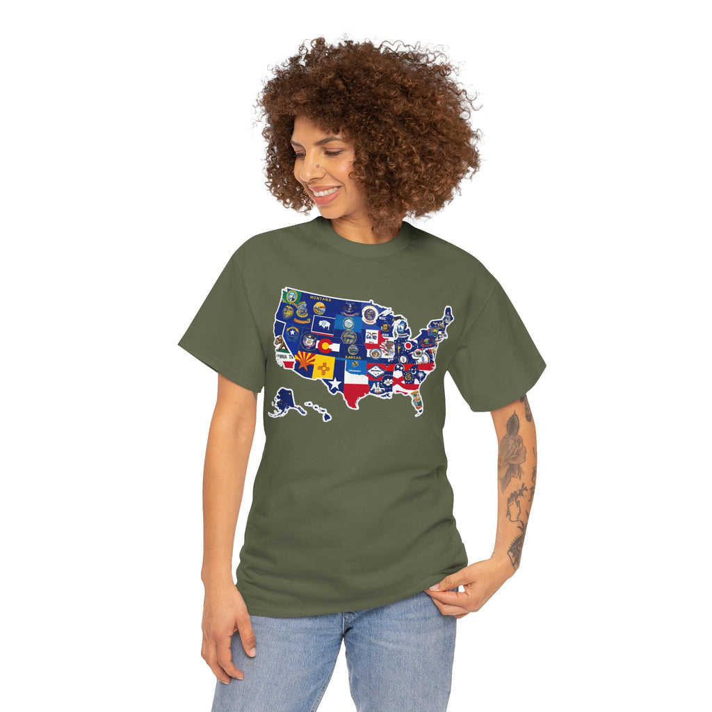 USA Map Flag T-Shirt — United States State Flag Map Tee