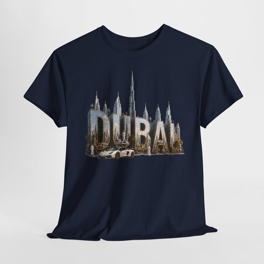 Dubai Skyline T-Shirt — Dubai Cityscape Graphic Tee with Burj Khalifa