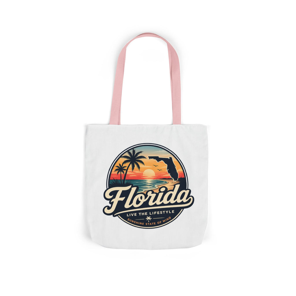 Florida Sunset Canvas Tote Bag — Retro Palm Beach Design