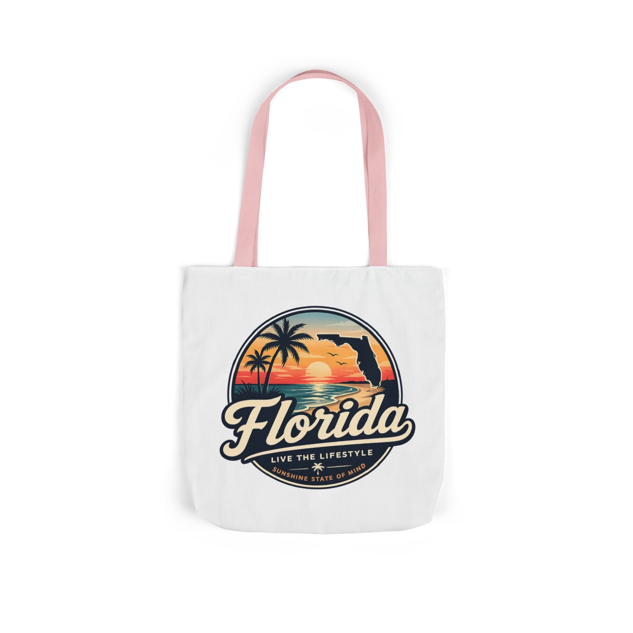 Florida Sunset Canvas Tote Bag — Retro Palm Beach Design