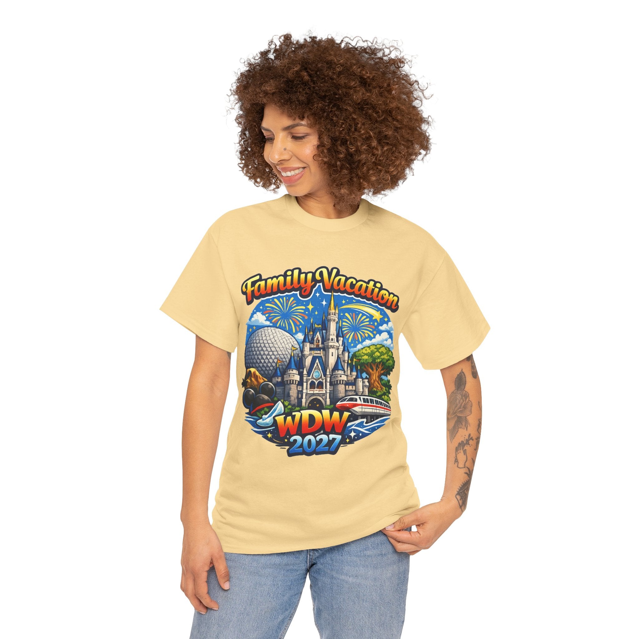 Family Vacation WDW 2027 T-Shirt – Disney Park Castle & Fireworks Vacation Tee