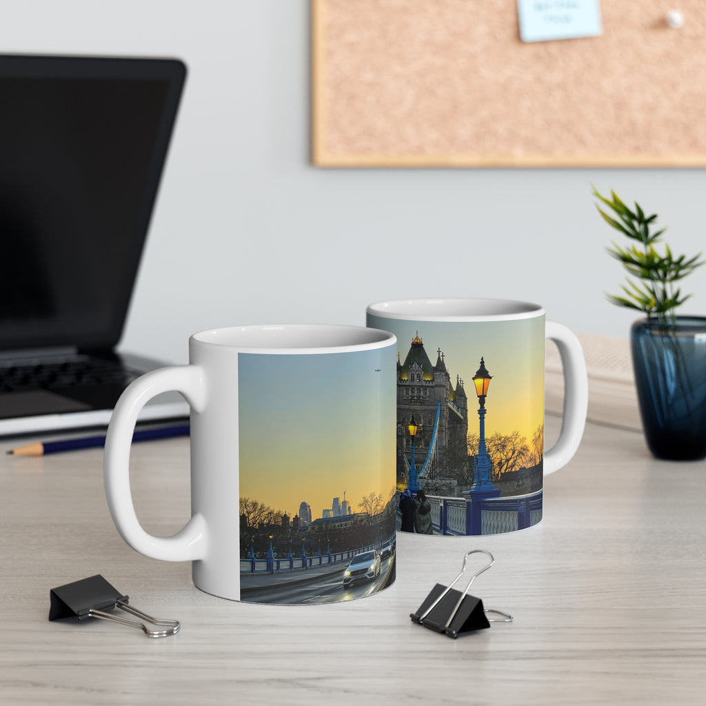 London Tower Bridge Photo Mug – Sunrise Cityscape Ceramic Coffee Cup (11oz, 15oz)