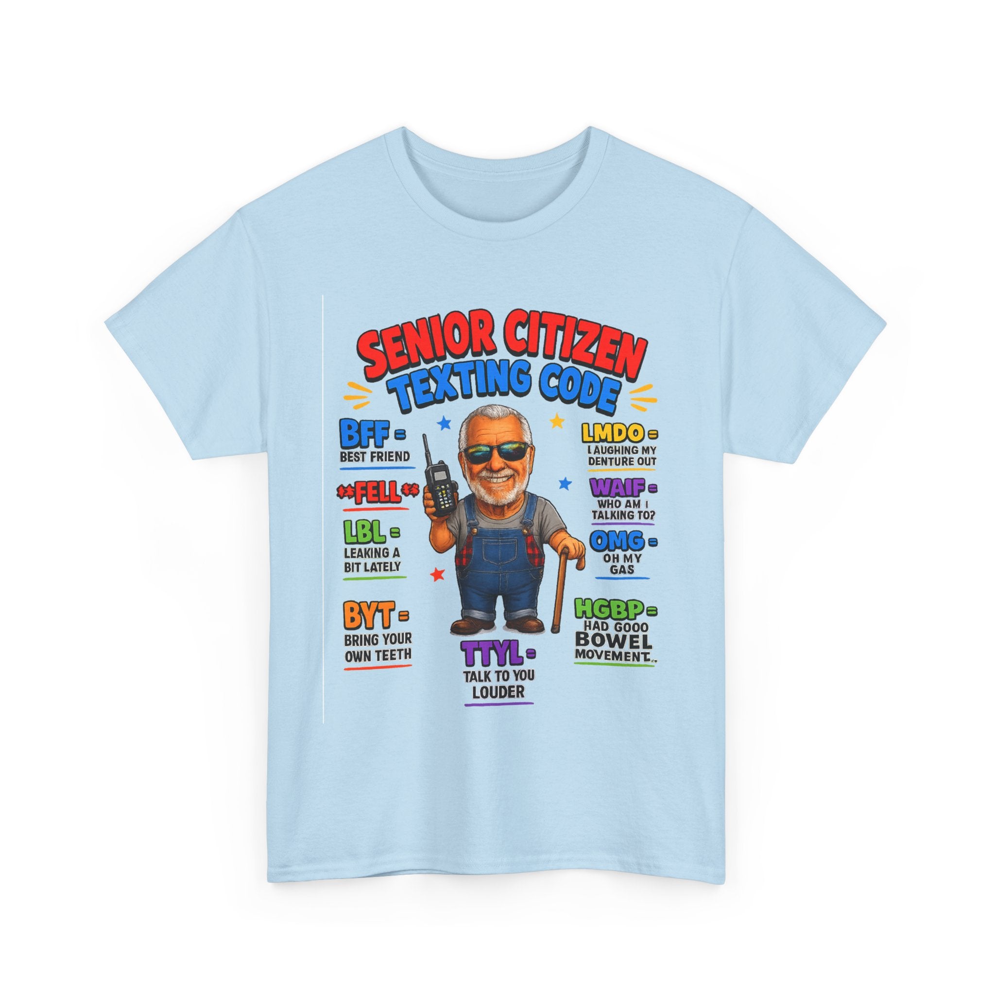 Senior Citizen Texting Code T-Shirt — Funny Grandpa Grandma Retirement Gift